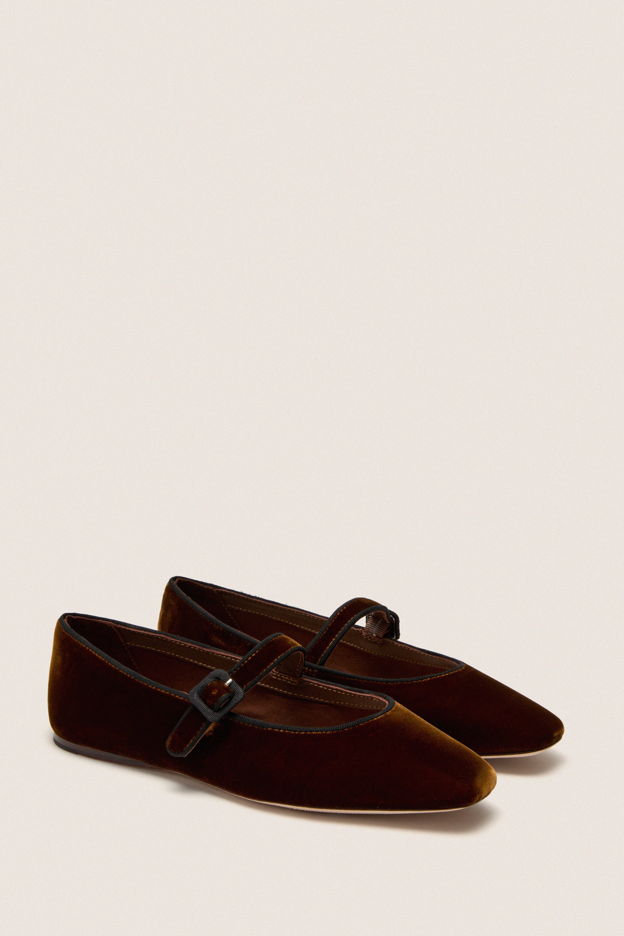 Dark Brown Velvet Ginger Mary Janes - Image 5
