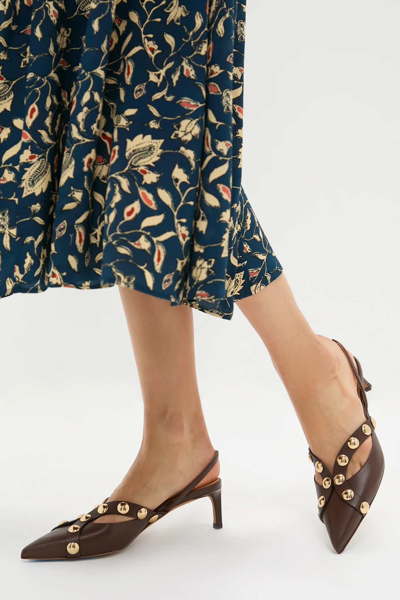 Dark Brown Vendome Studded Kitten Heels - Image 2