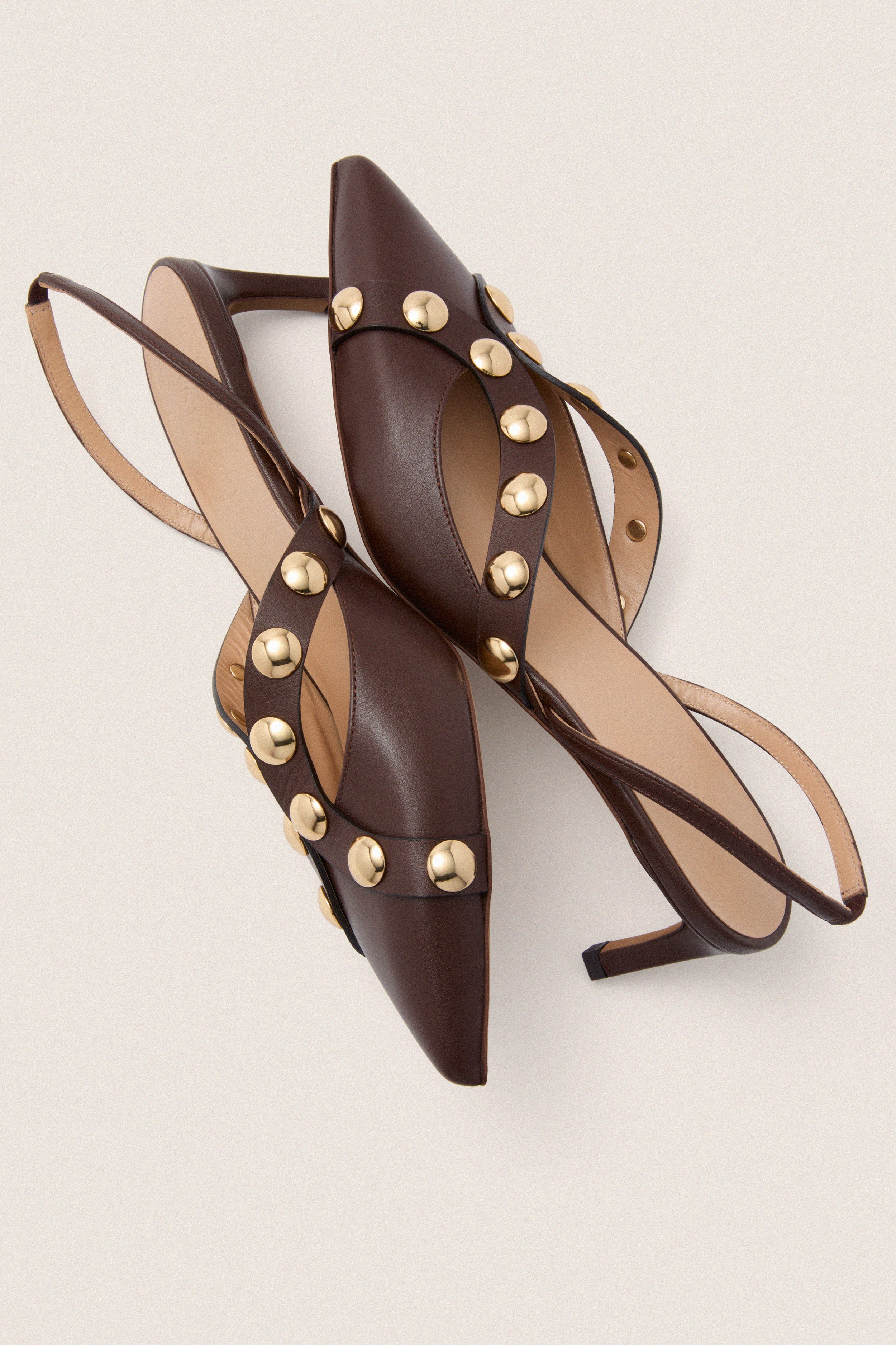 Dark Brown Vendome Studded Kitten Heels - Image 5