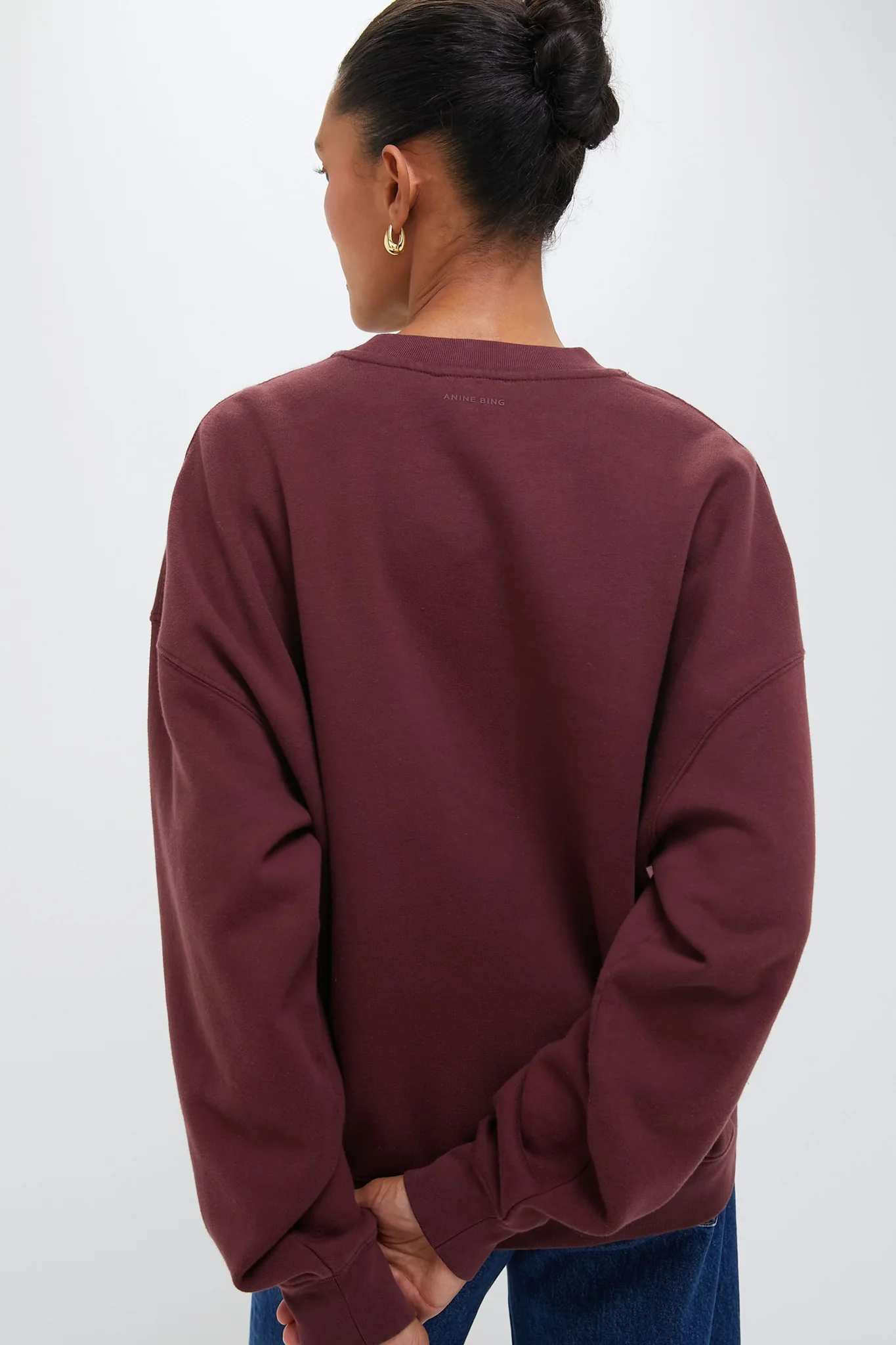 Dark Burgundy Miles Oversized Letterman Sweatshirt - Image 4