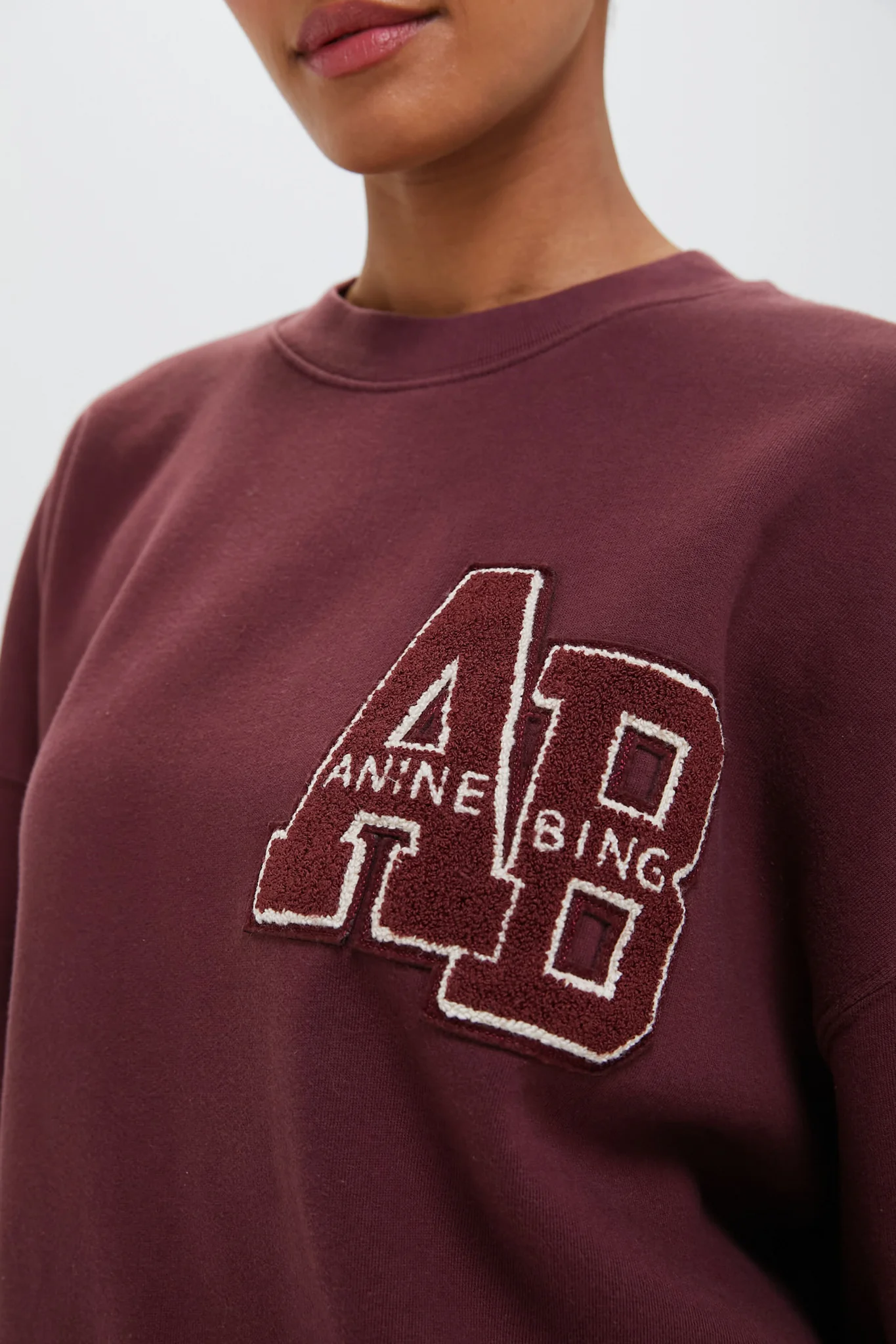Dark Burgundy Miles Oversized Letterman Sweatshirt - Image 5