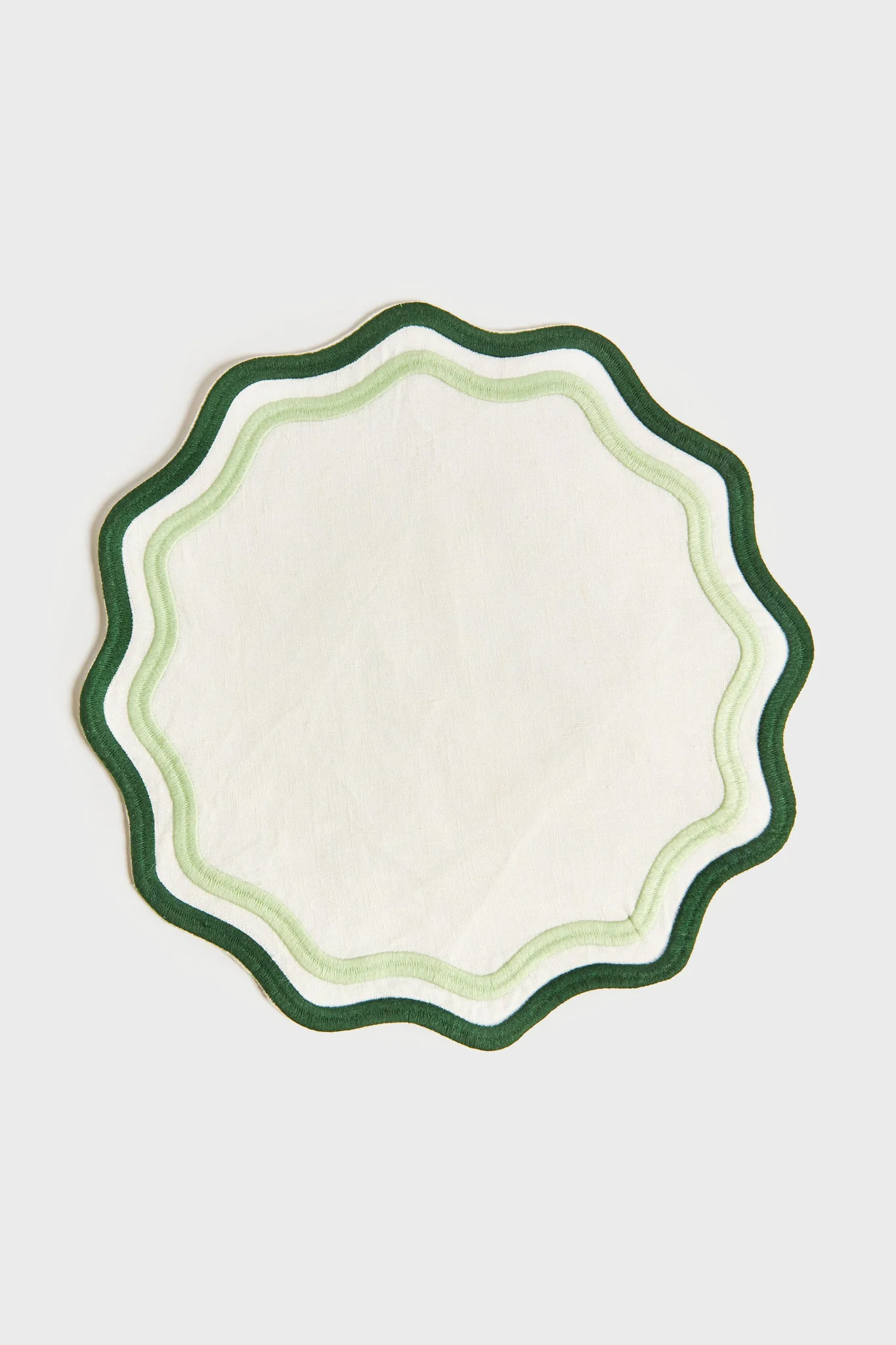 Dark Green and Sage Embroidered Linen Placemats (Set of 4) - Image 3