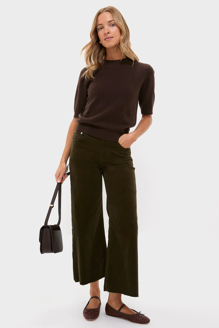 Dark Green Corduroy Lyra Wide Leg Crop - Image 2