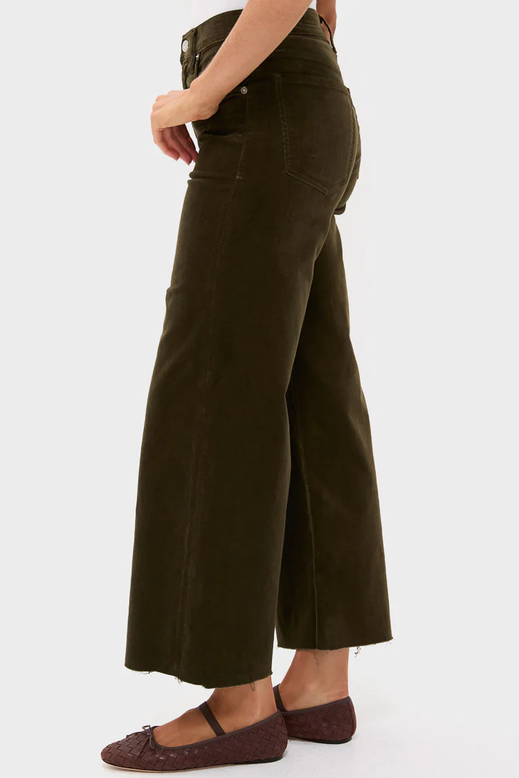 Dark Green Corduroy Lyra Wide Leg Crop - Image 3