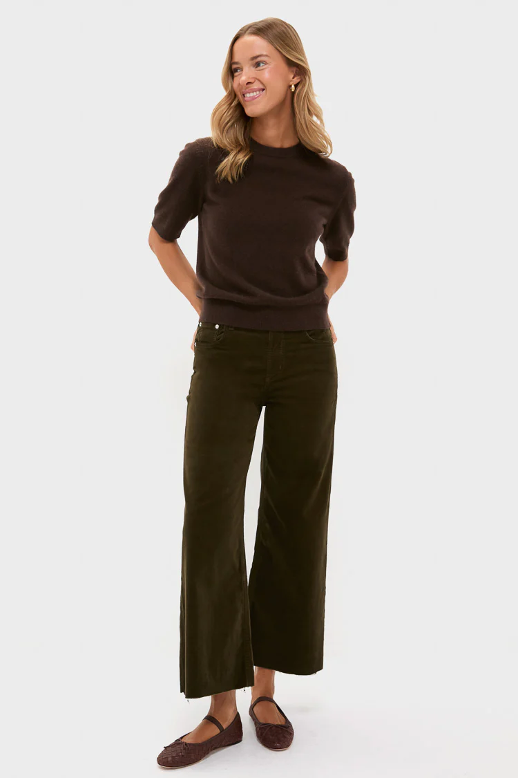 Dark Green Corduroy Lyra Wide Leg Crop - Image 6