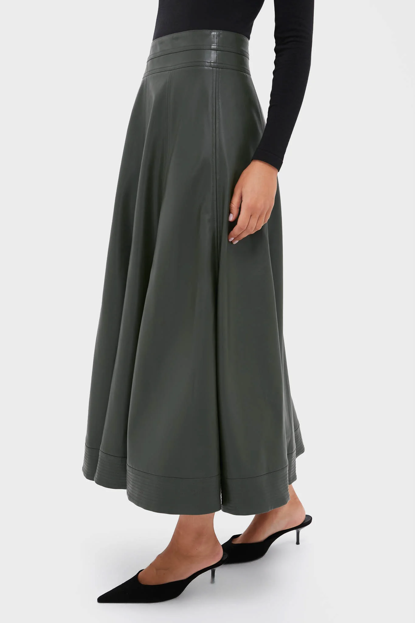 Dark Hunter Green Leather Brynn Skirt - Image 3