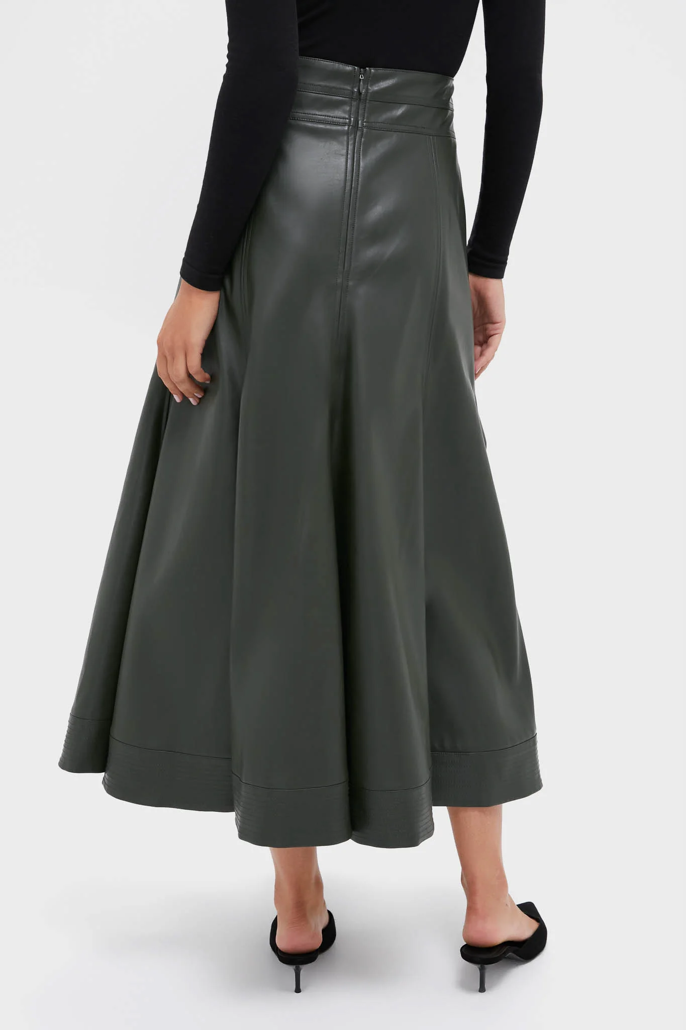 Dark Hunter Green Leather Brynn Skirt - Image 4
