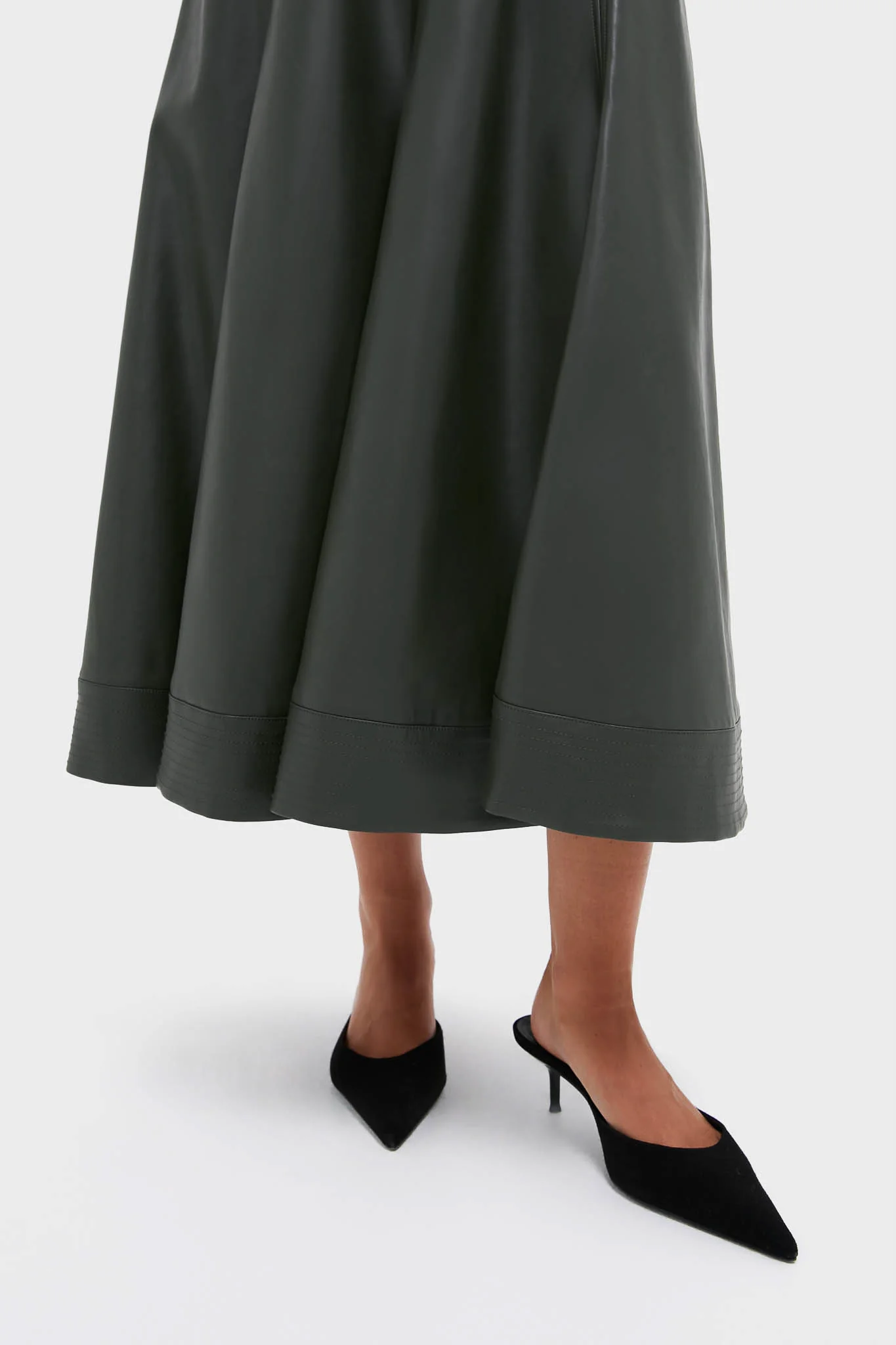 Dark Hunter Green Leather Brynn Skirt - Image 5
