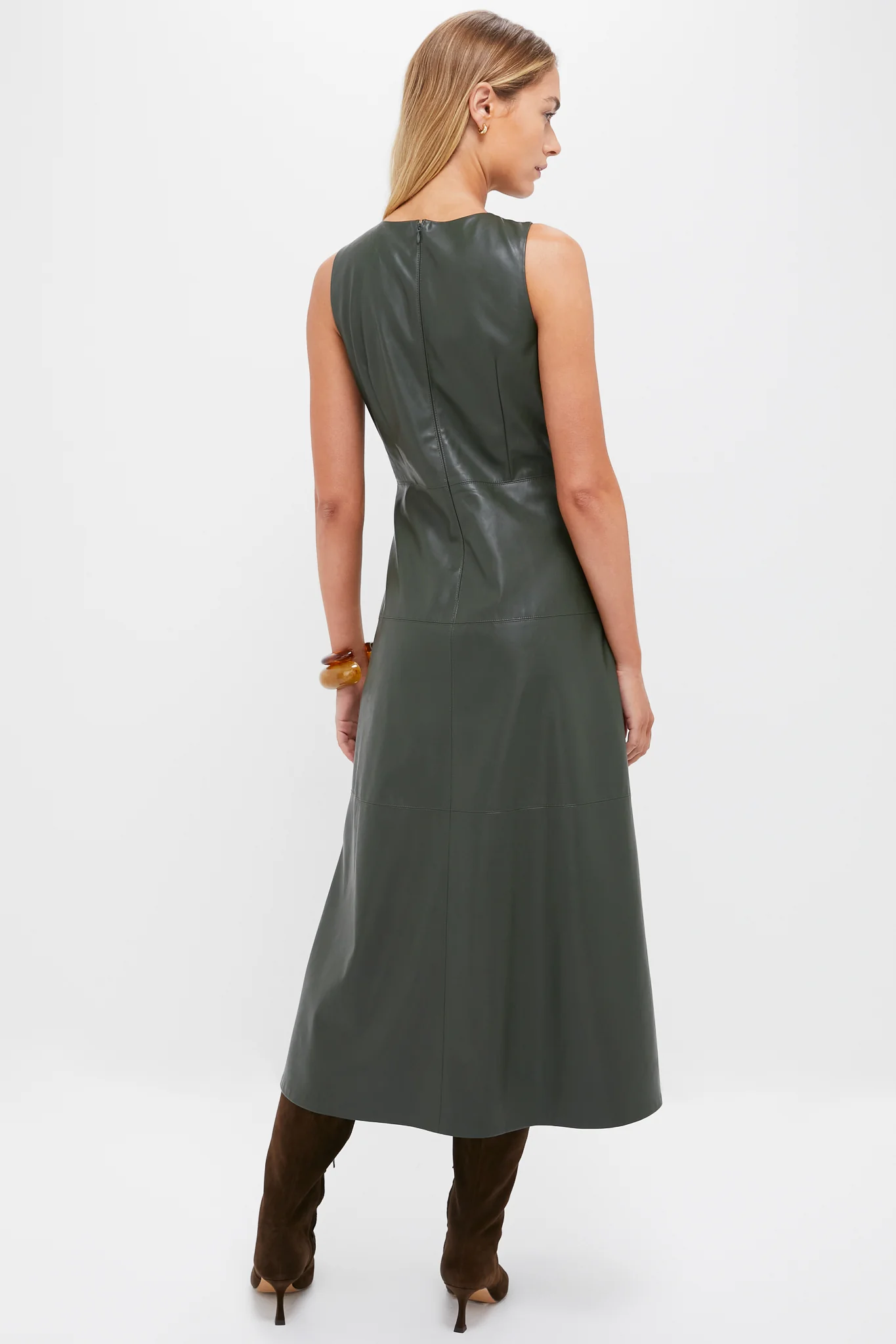Dark Hunter Green Leather Manon Dress - Image 4