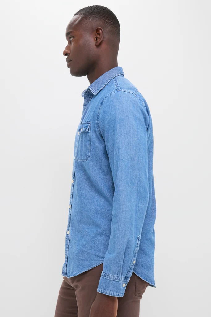 Dark Indigo Washed Denim Shirt - Image 3