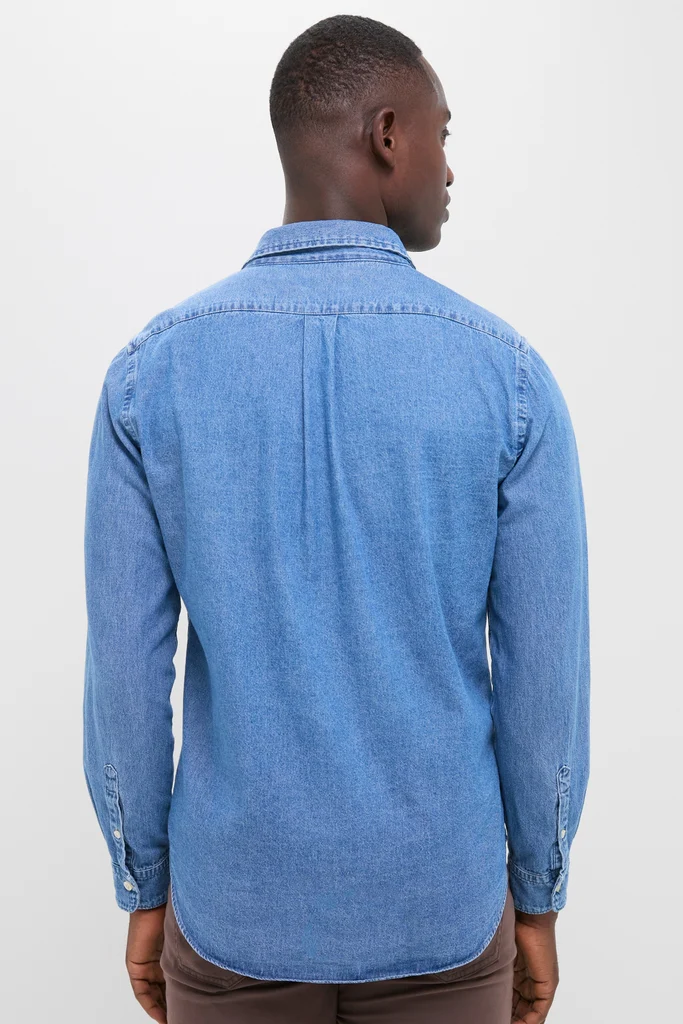 Dark Indigo Washed Denim Shirt - Image 4