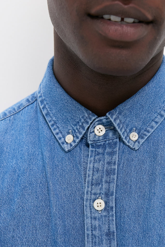 Dark Indigo Washed Denim Shirt - Image 5