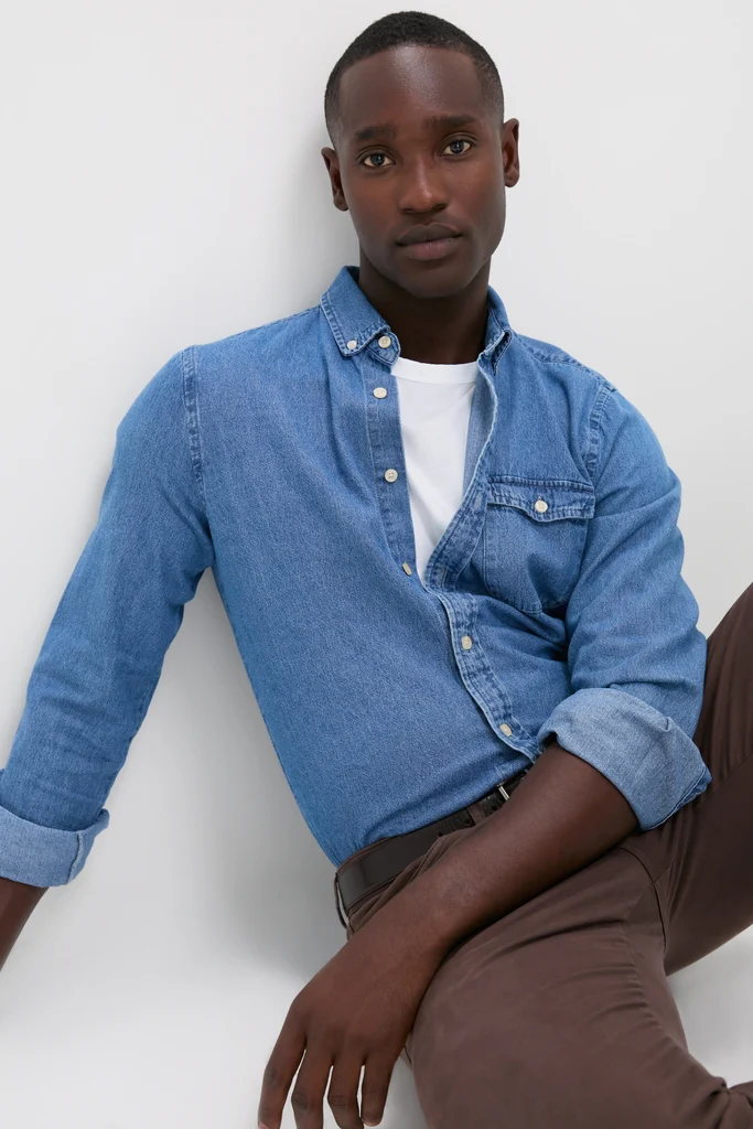 Dark Indigo Washed Denim Shirt - Image 6
