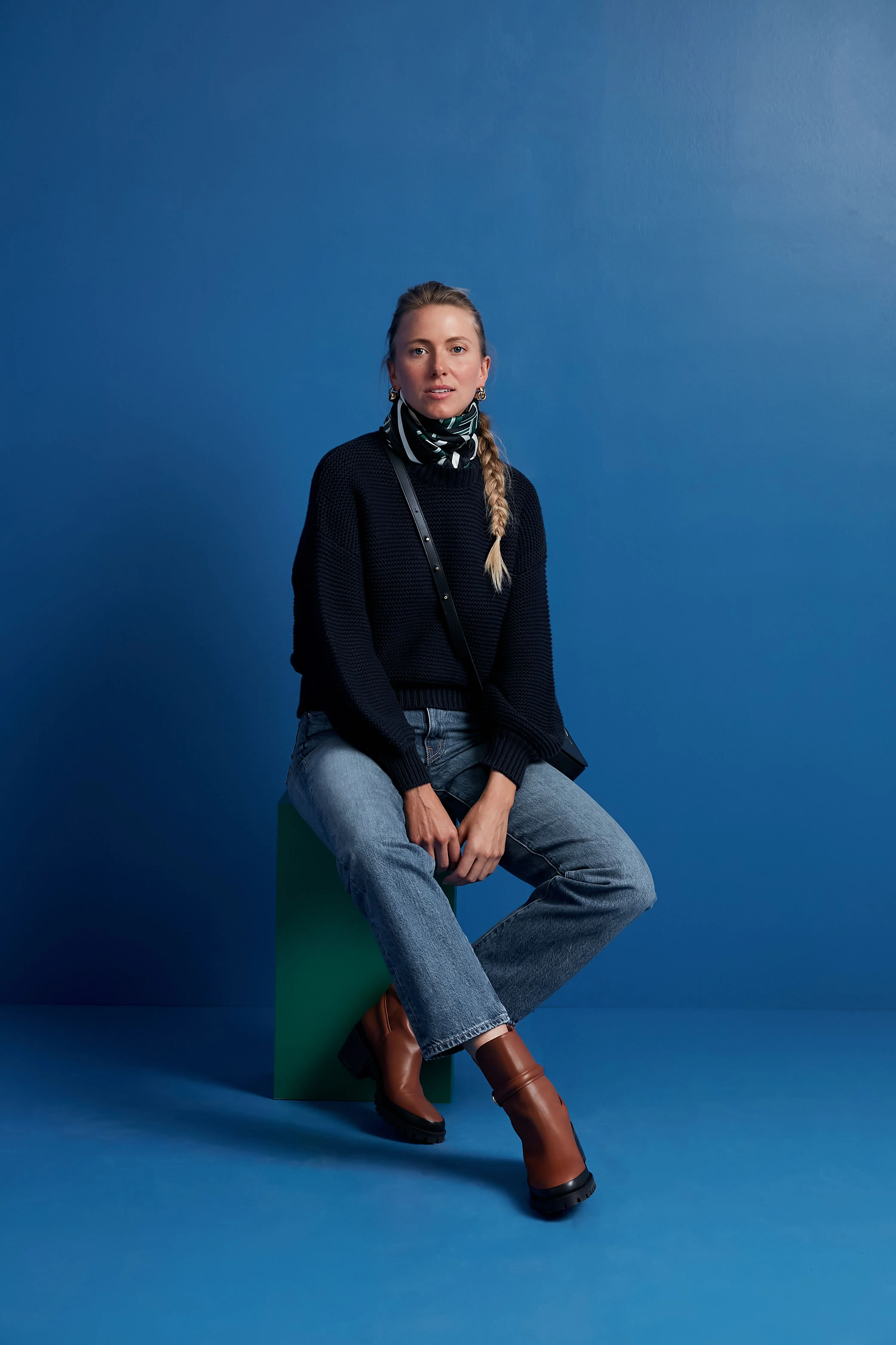 Dark Navy Button Back Crewneck Sweater - Image 7