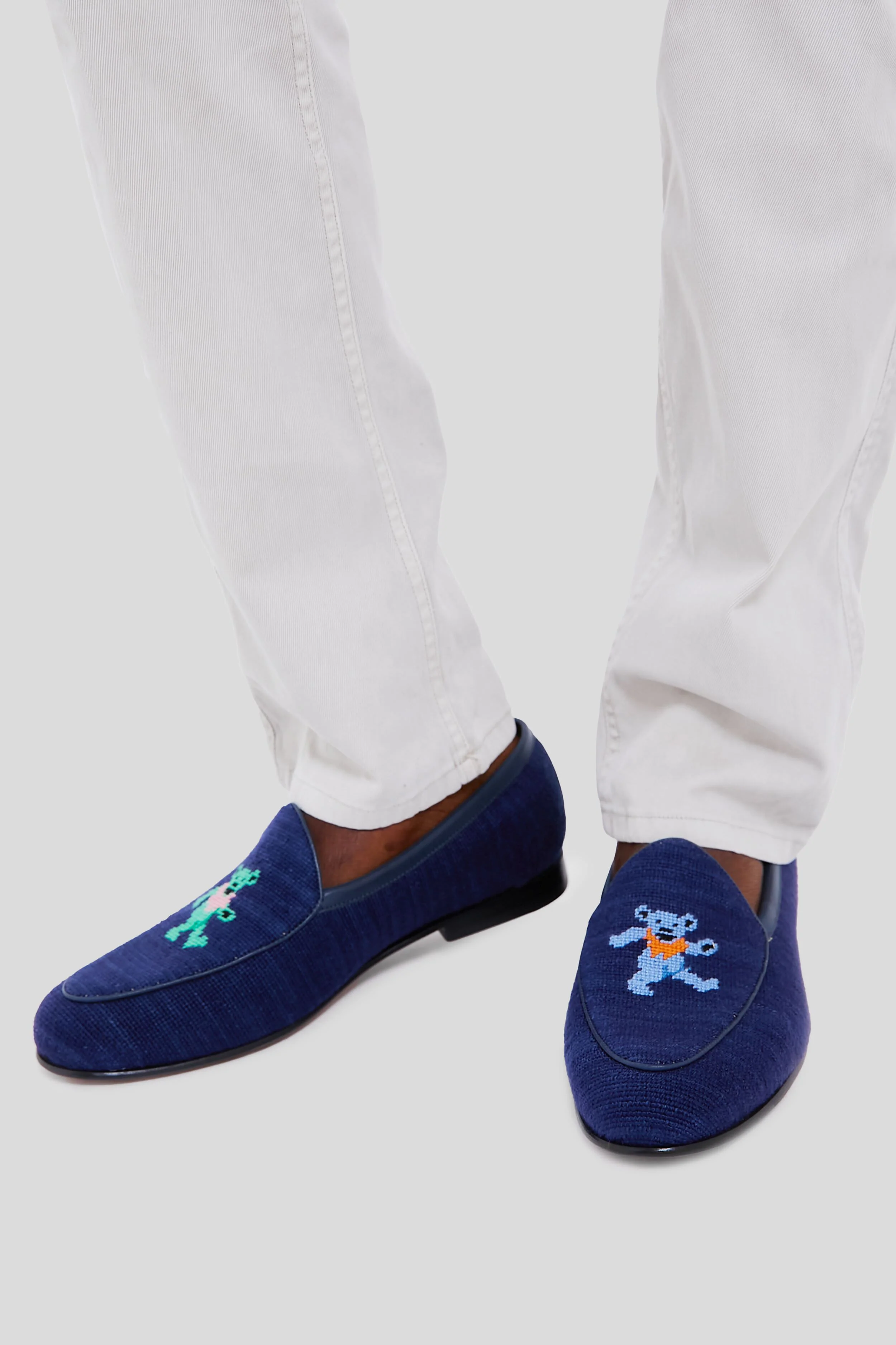 Dark Navy Dancing Bears Belgian Loafers - Image 3