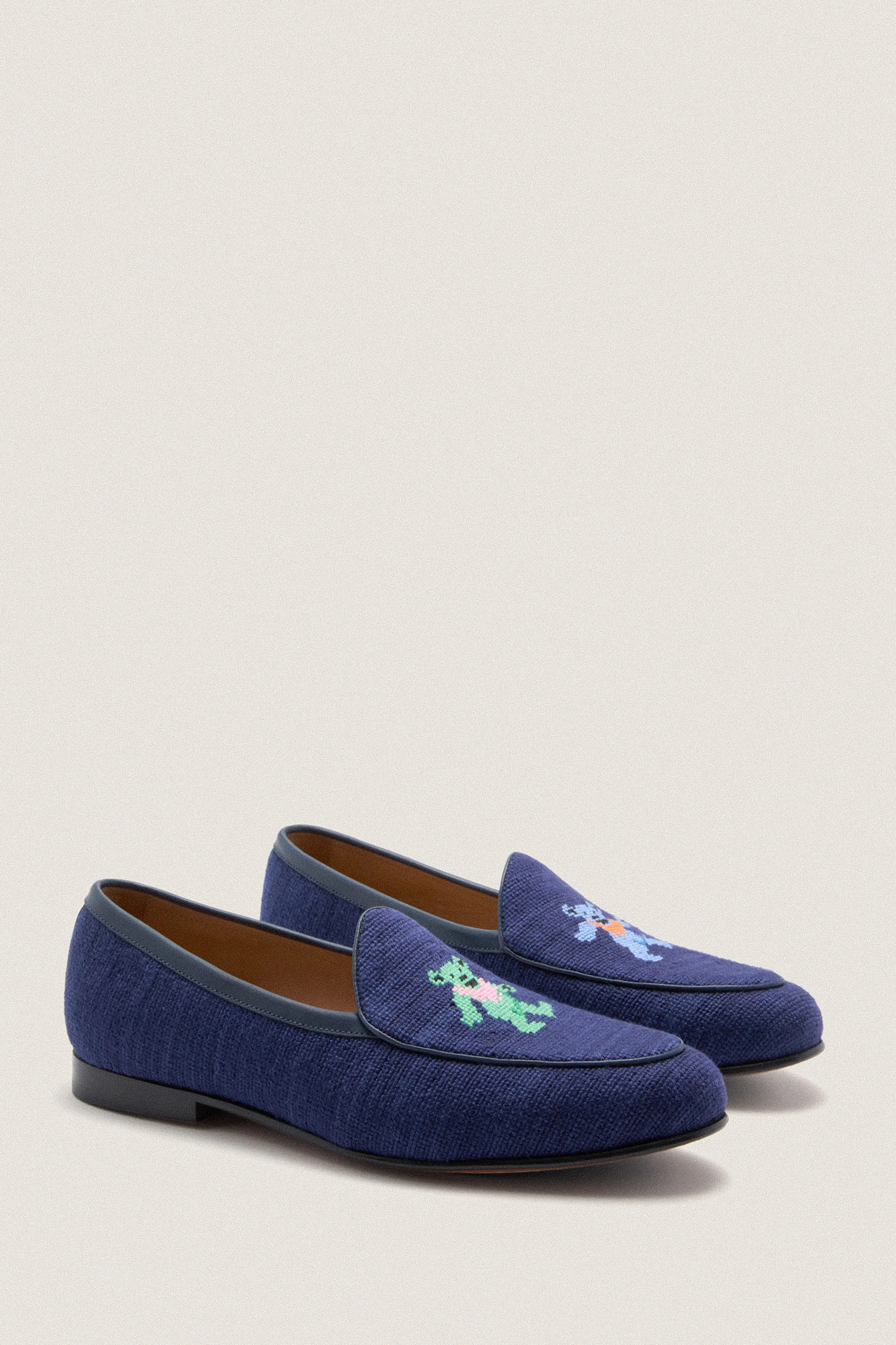 Dark Navy Dancing Bears Belgian Loafers - Image 4