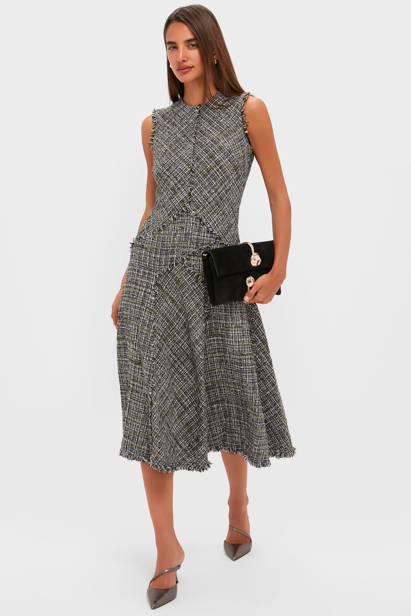 Dark Olive Sleeveless Midi Dress - Image 2