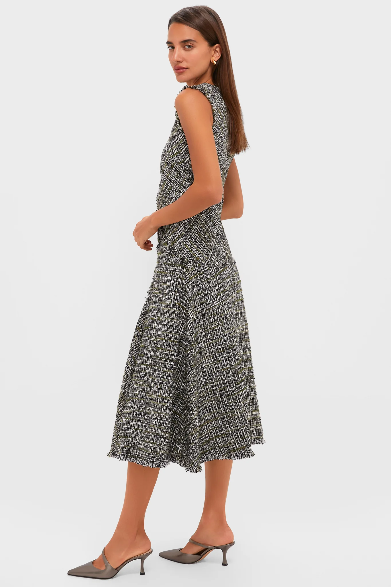 Dark Olive Sleeveless Midi Dress - Image 3