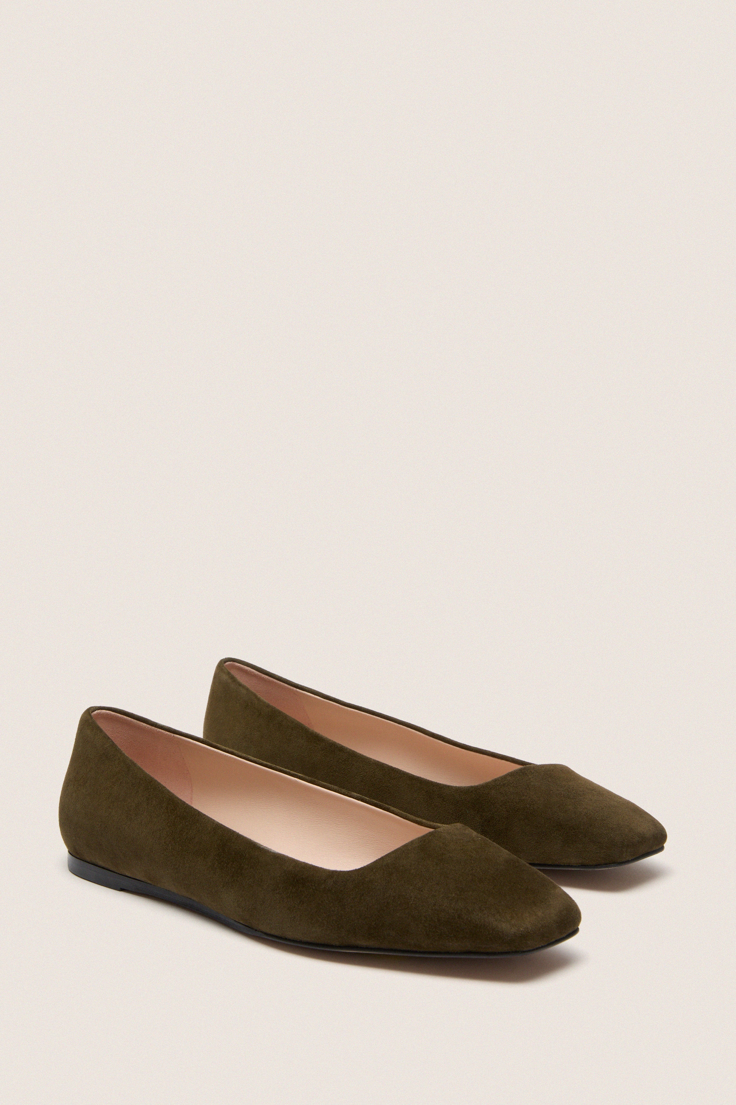 Dark Olive Suede Nadia Flats - Image 4