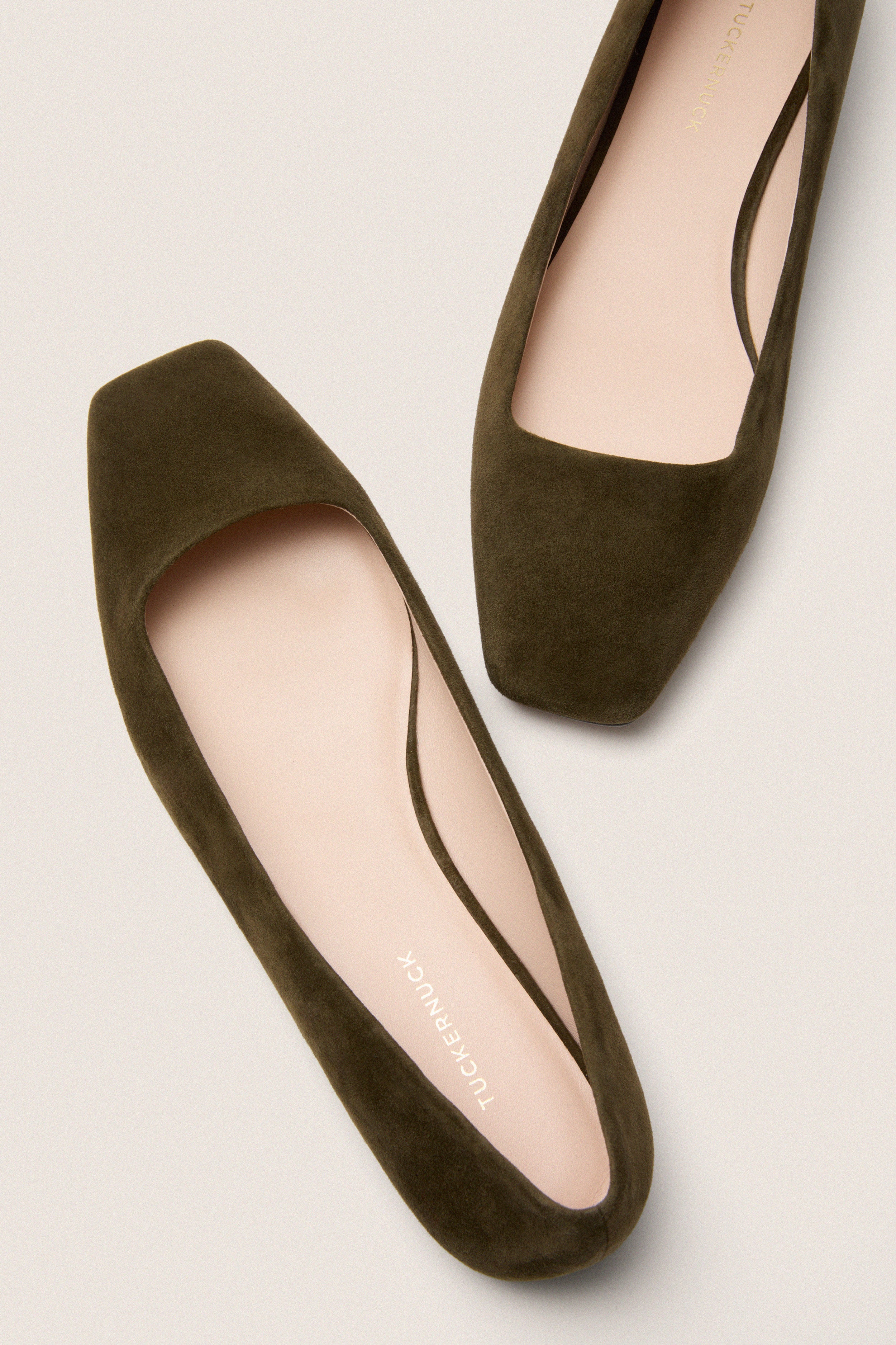 Dark Olive Suede Nadia Flats - Image 5
