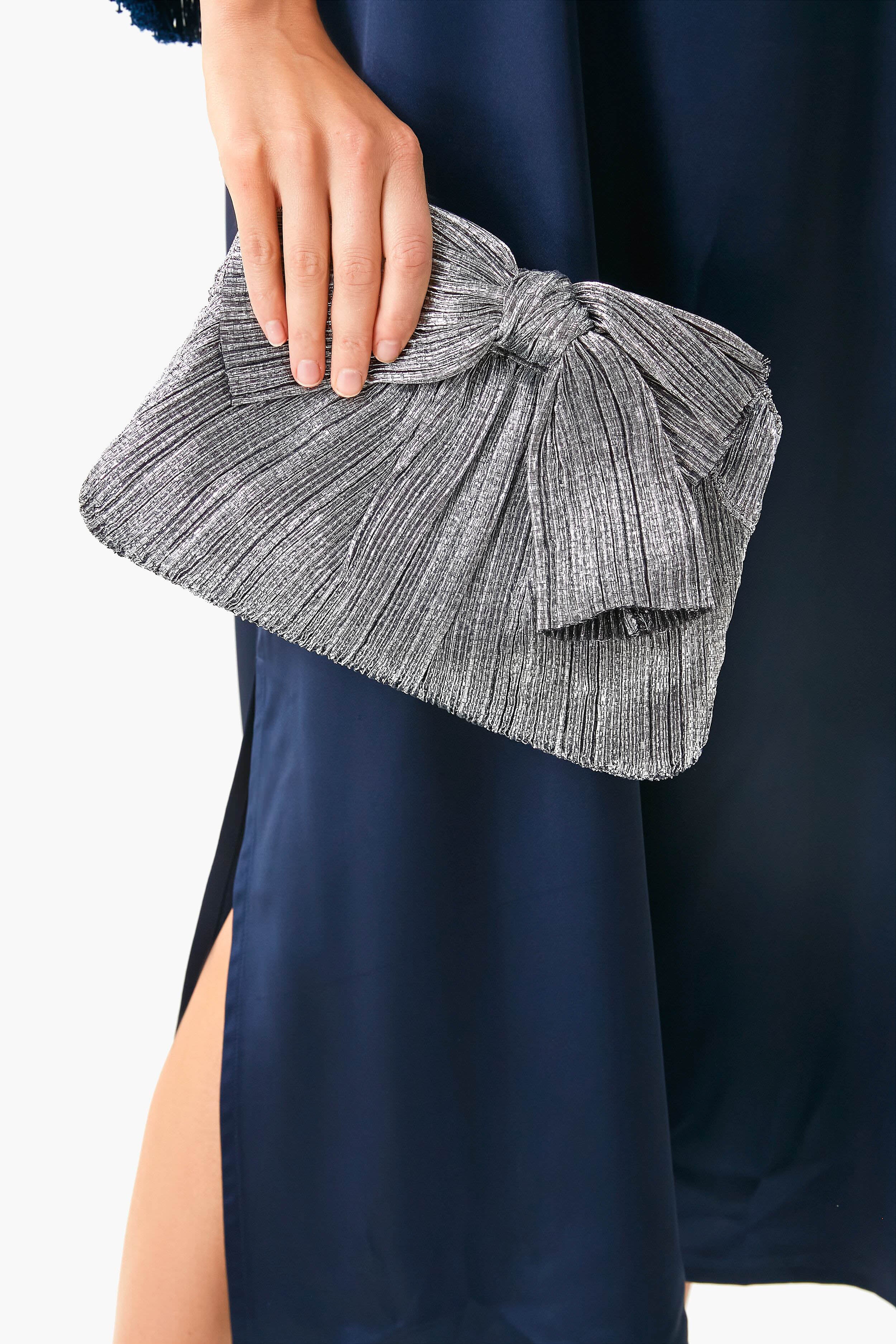 Dark Silver Lame Rayne Clutch - Image 2