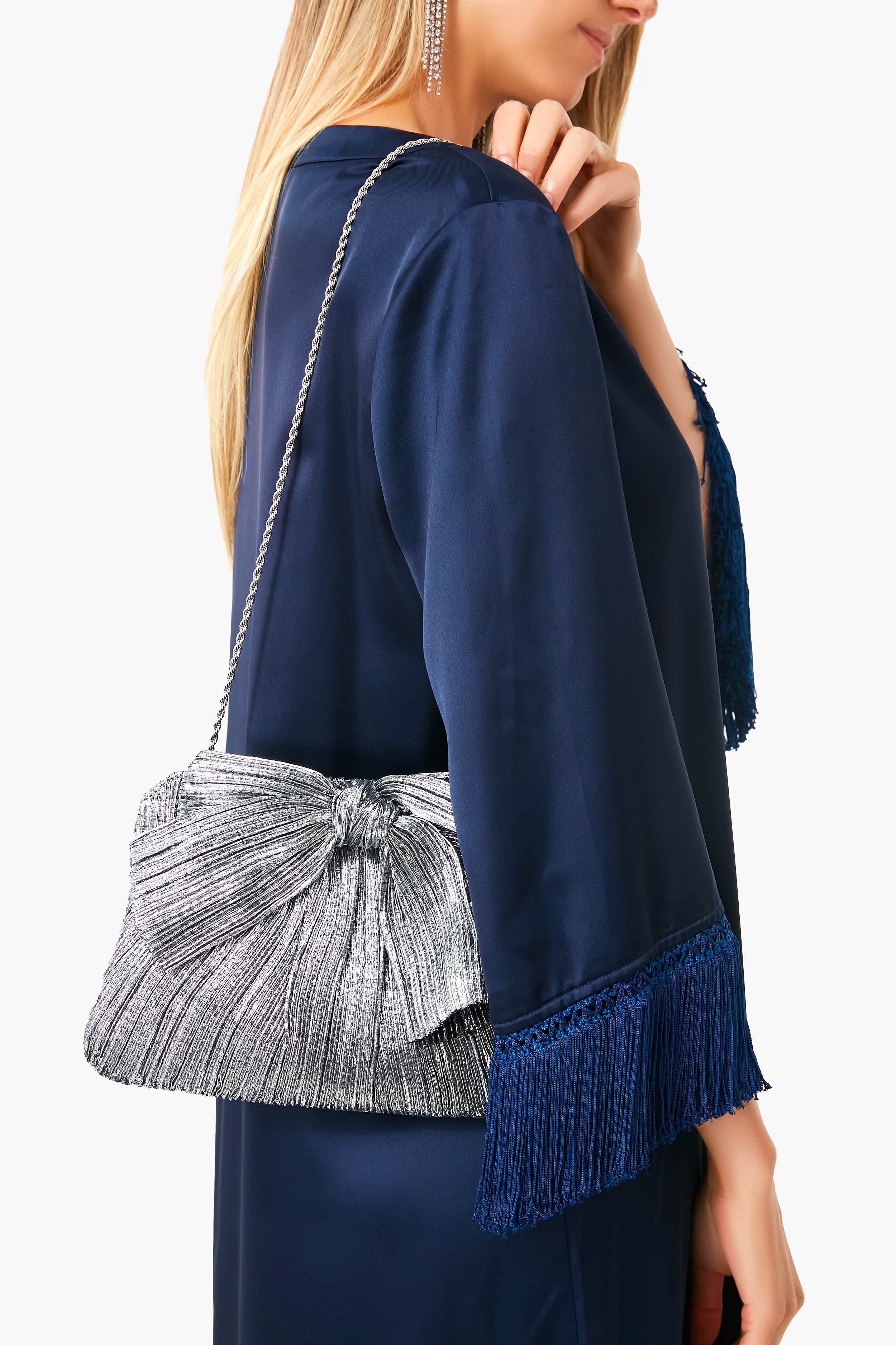 Dark Silver Lame Rayne Clutch - Image 3