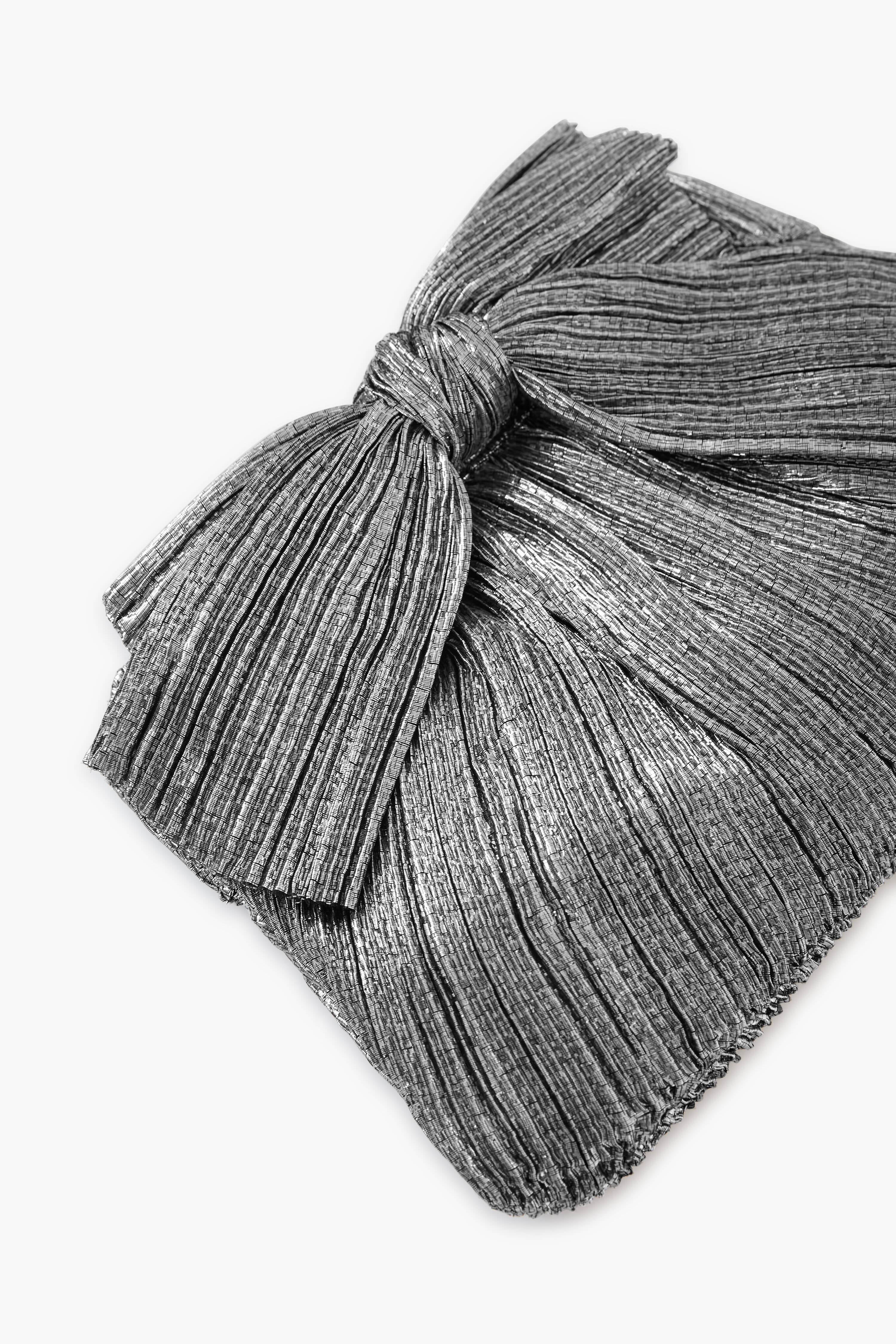 Dark Silver Lame Rayne Clutch - Image 6