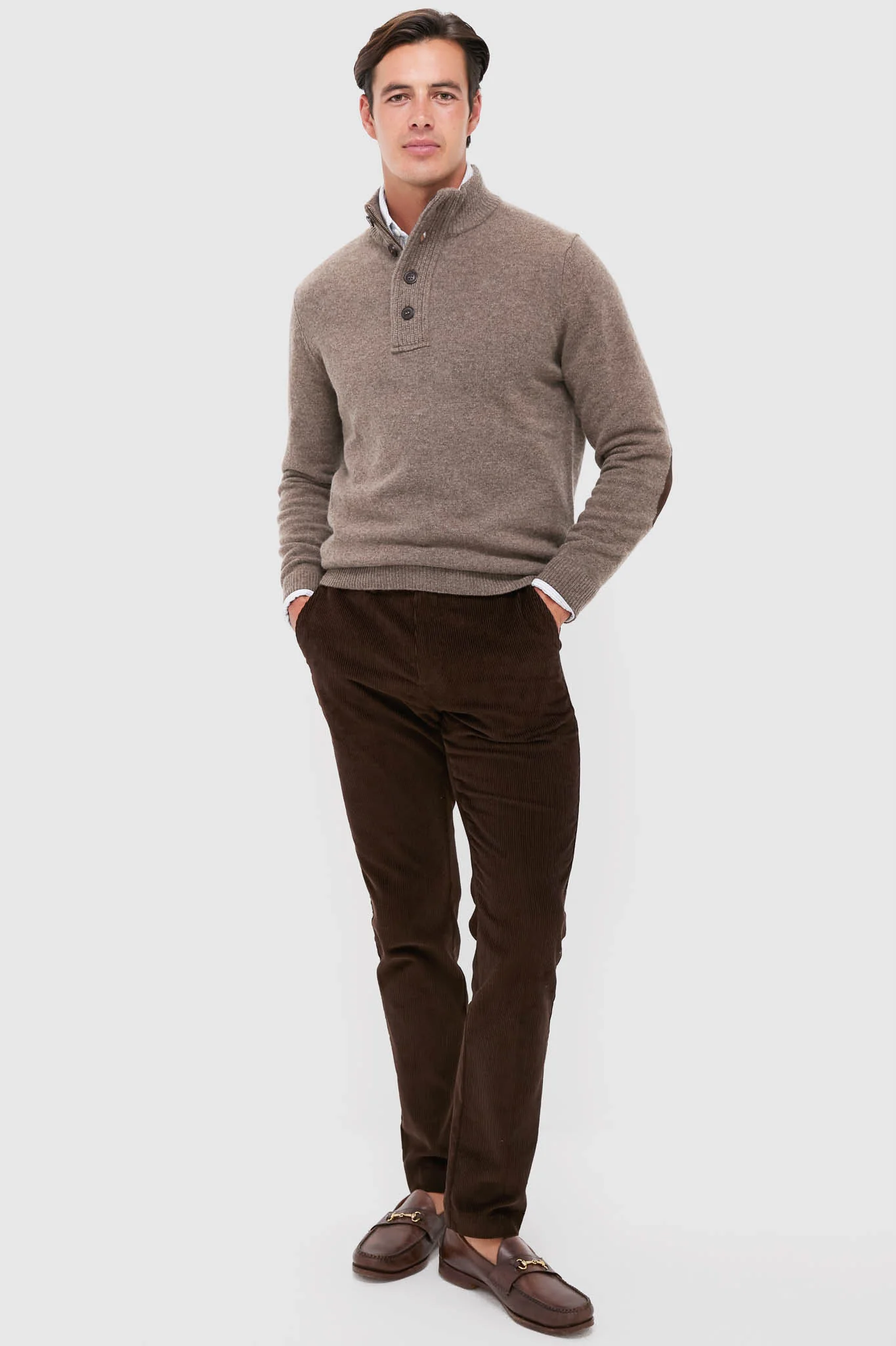 Dark Stone Essential Patch Half Zip Knitted Jumper - Image 2