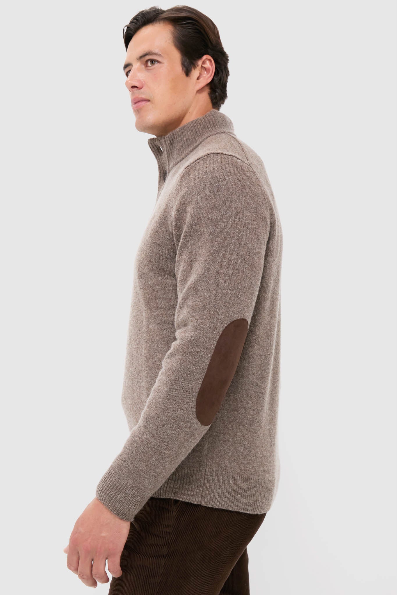 Dark Stone Essential Patch Half Zip Knitted Jumper - Image 3