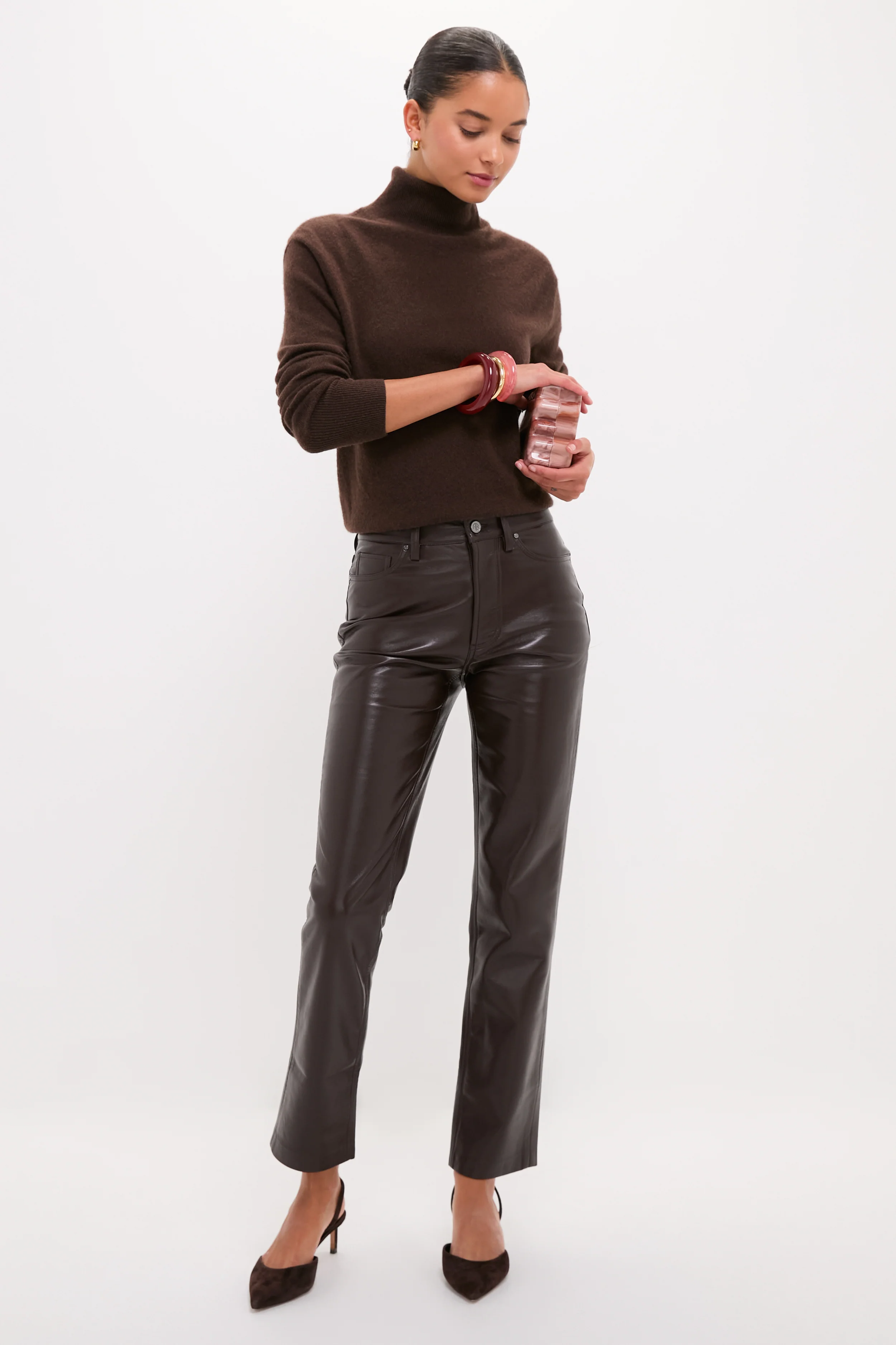Deep Brown Recycled Leather Bruno Pant - Image 2