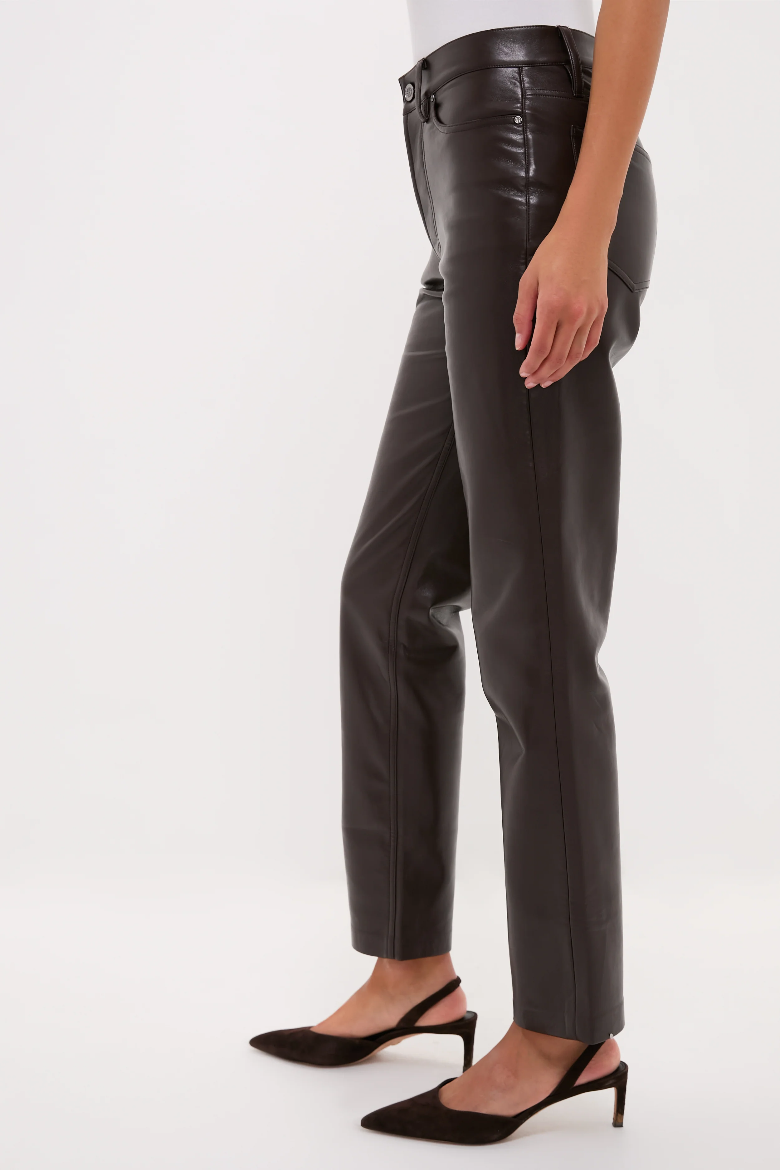 Deep Brown Recycled Leather Bruno Pant - Image 3