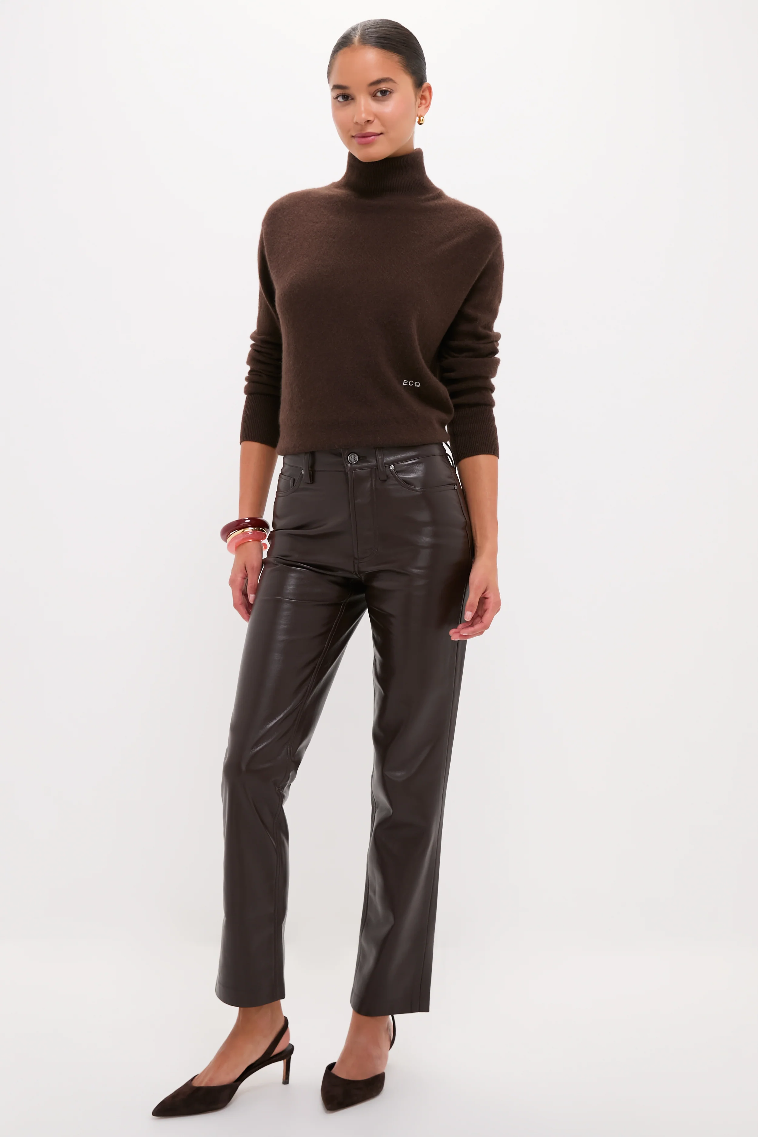 Deep Brown Recycled Leather Bruno Pant - Image 6