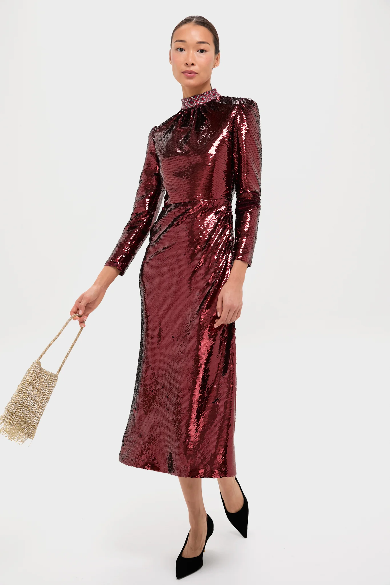 Deep Garnet Sequin Jena Maxi Dress - Image 2