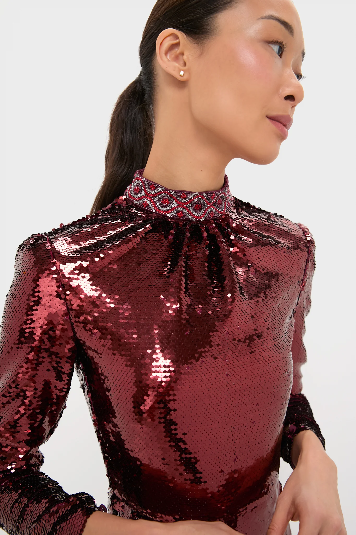 Deep Garnet Sequin Jena Maxi Dress - Image 6