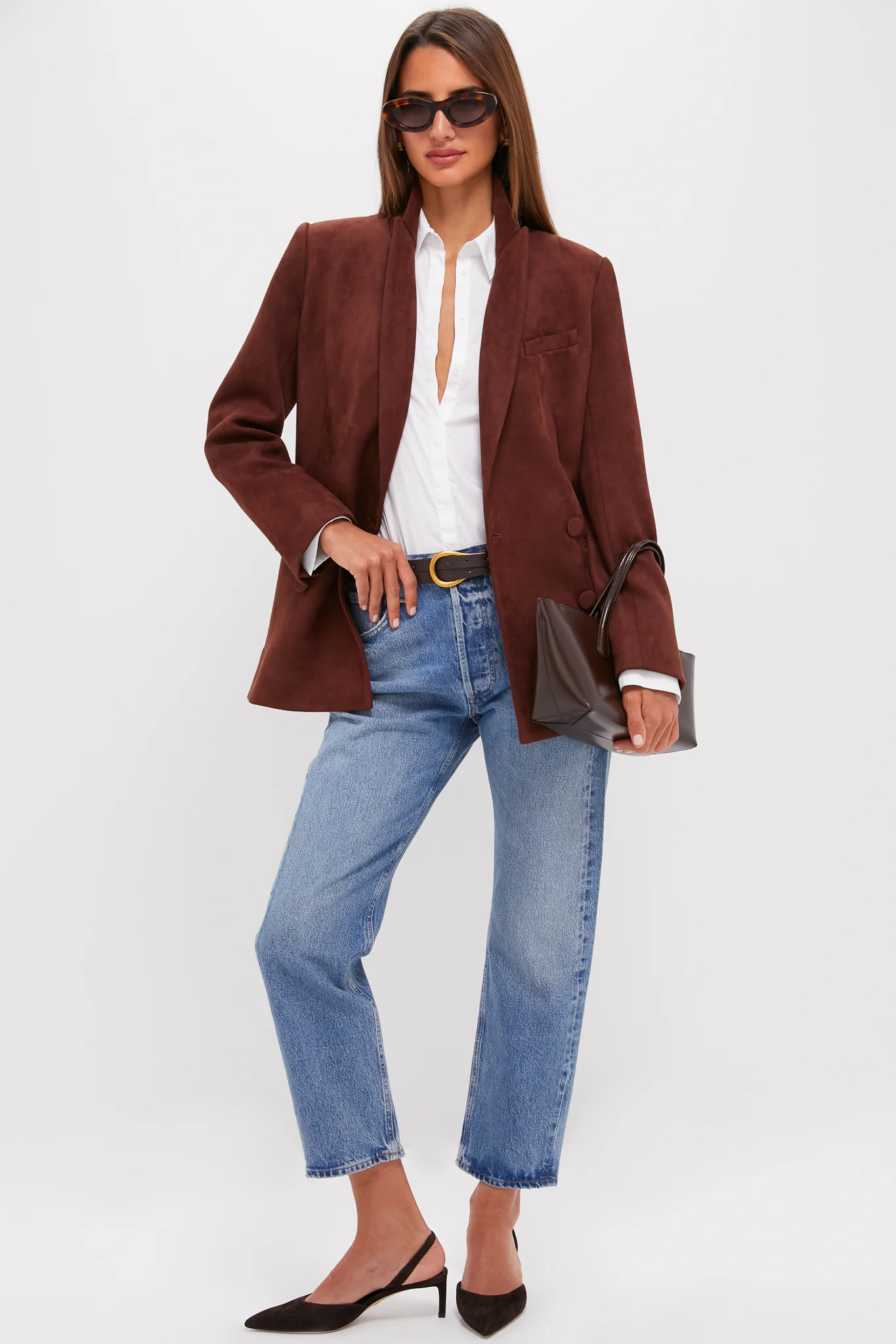 Deep Mocha Vegan Suede Diana Blazer - Image 2
