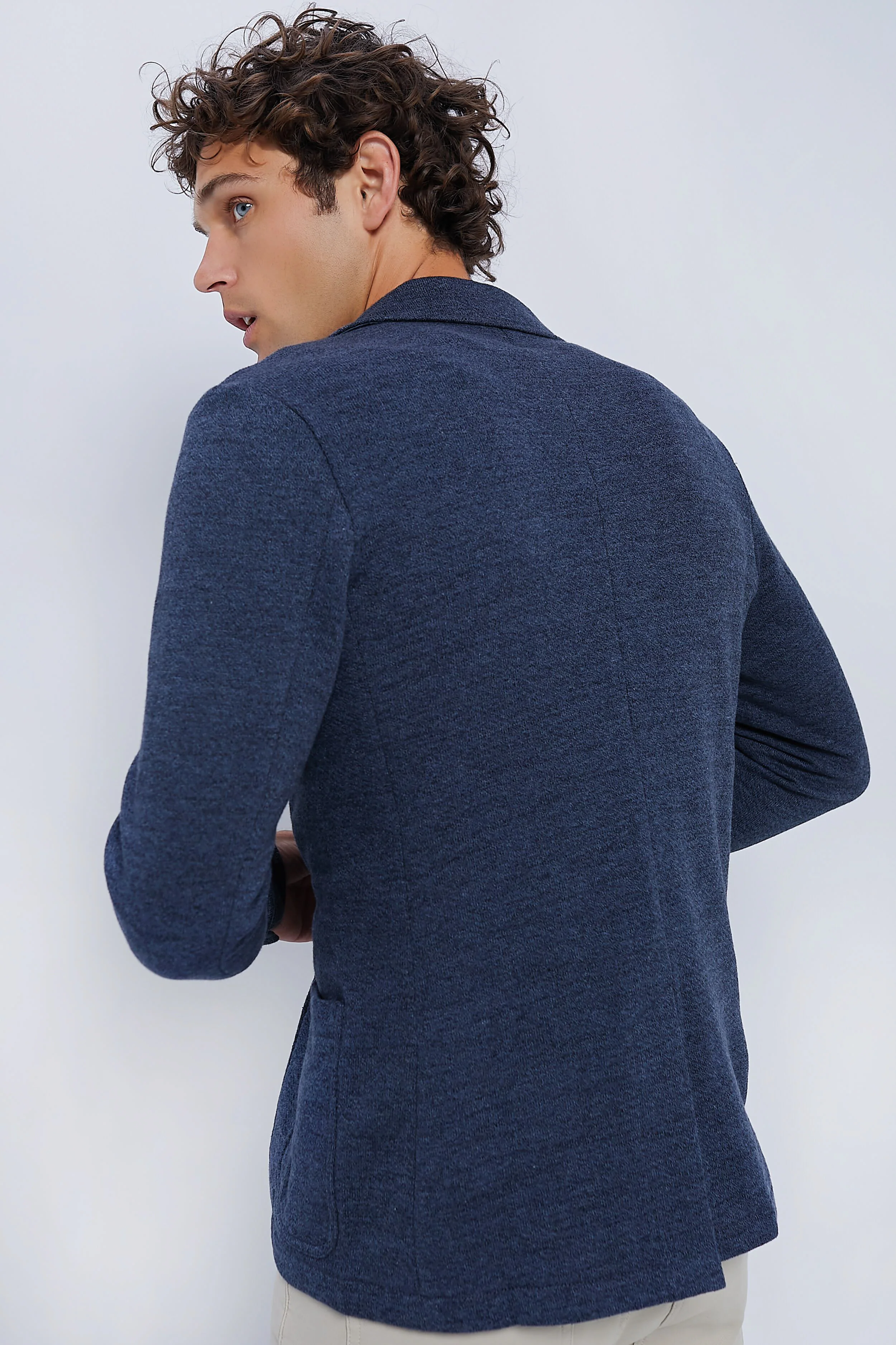 Deep Navy Inlet Knit Blazer - Image 3