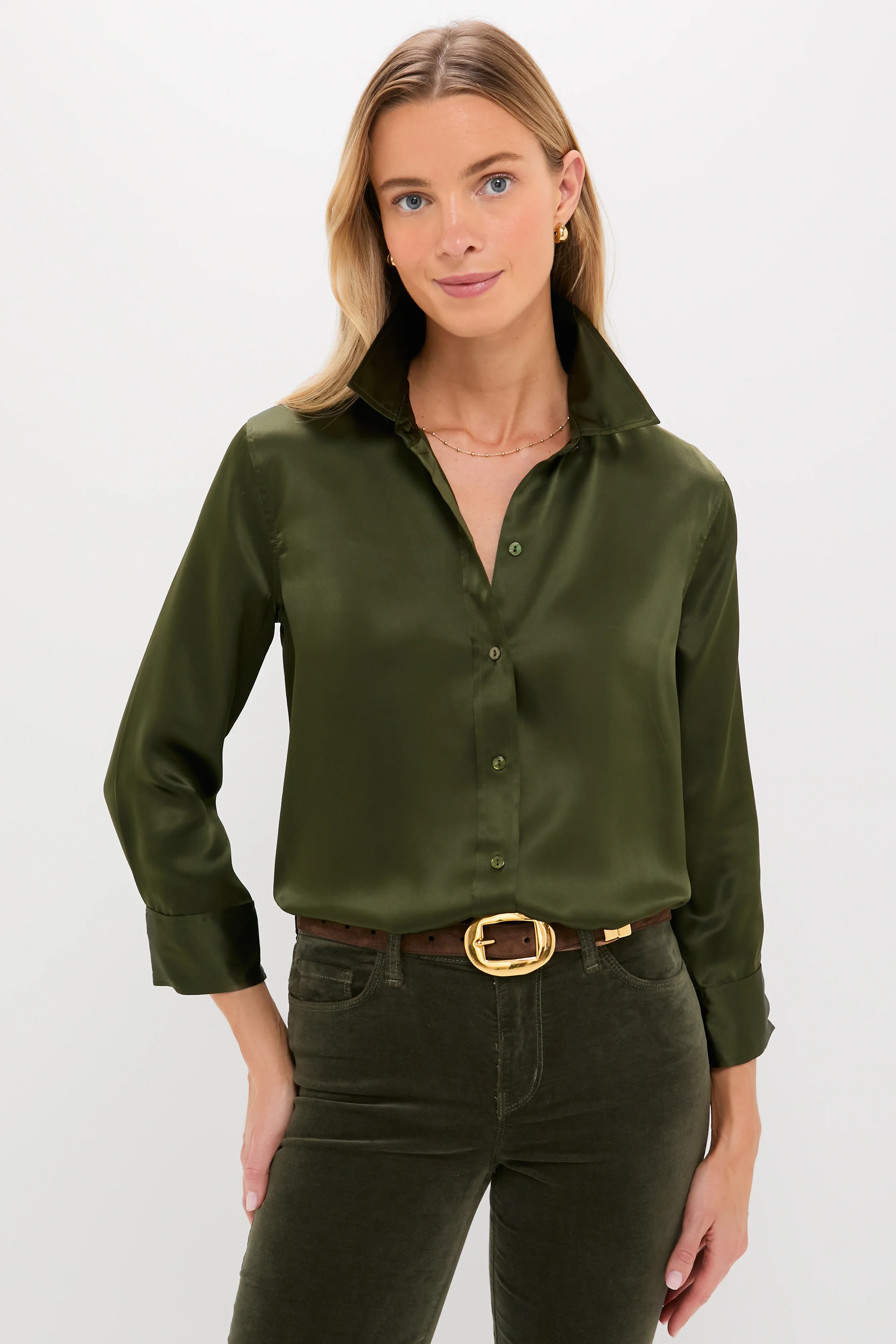 Deep Olive Dani 3/4 Sleeve Blouse
