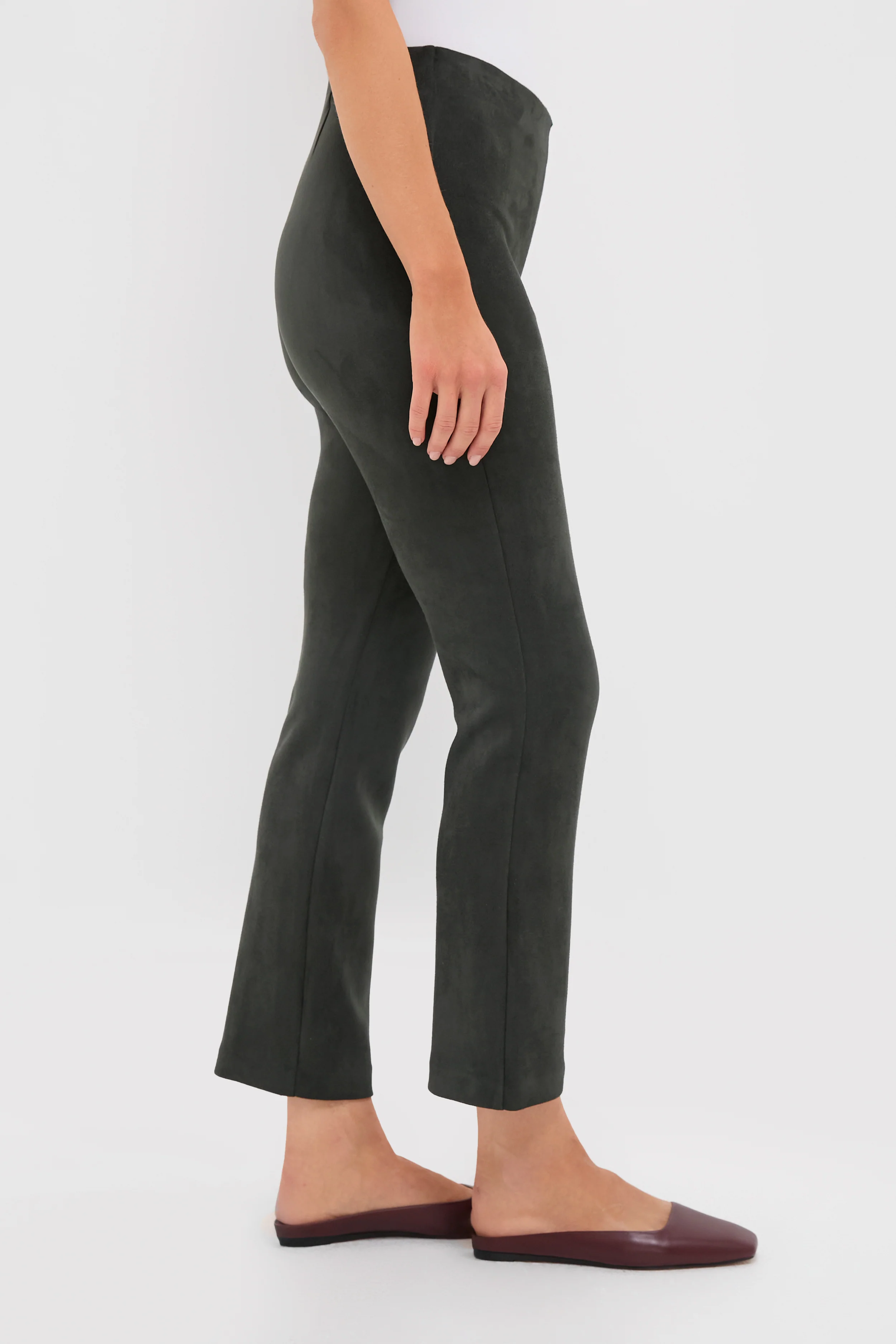 Deep Olive Vegan Suede Ashford Pants - Image 3