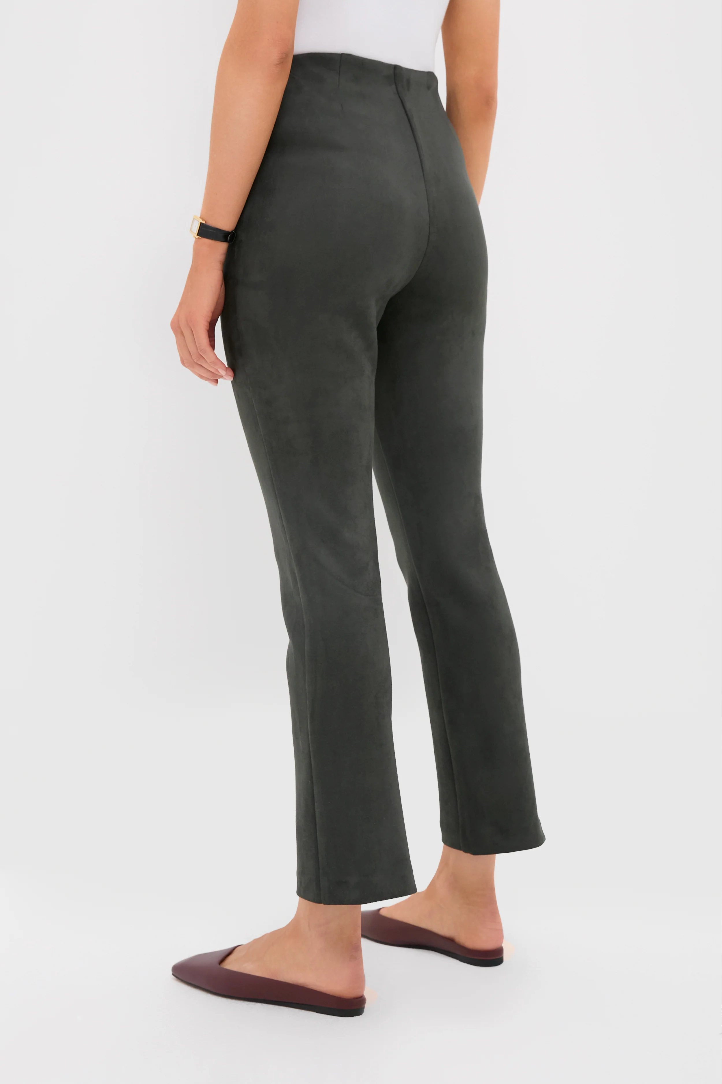 Deep Olive Vegan Suede Ashford Pants - Image 4