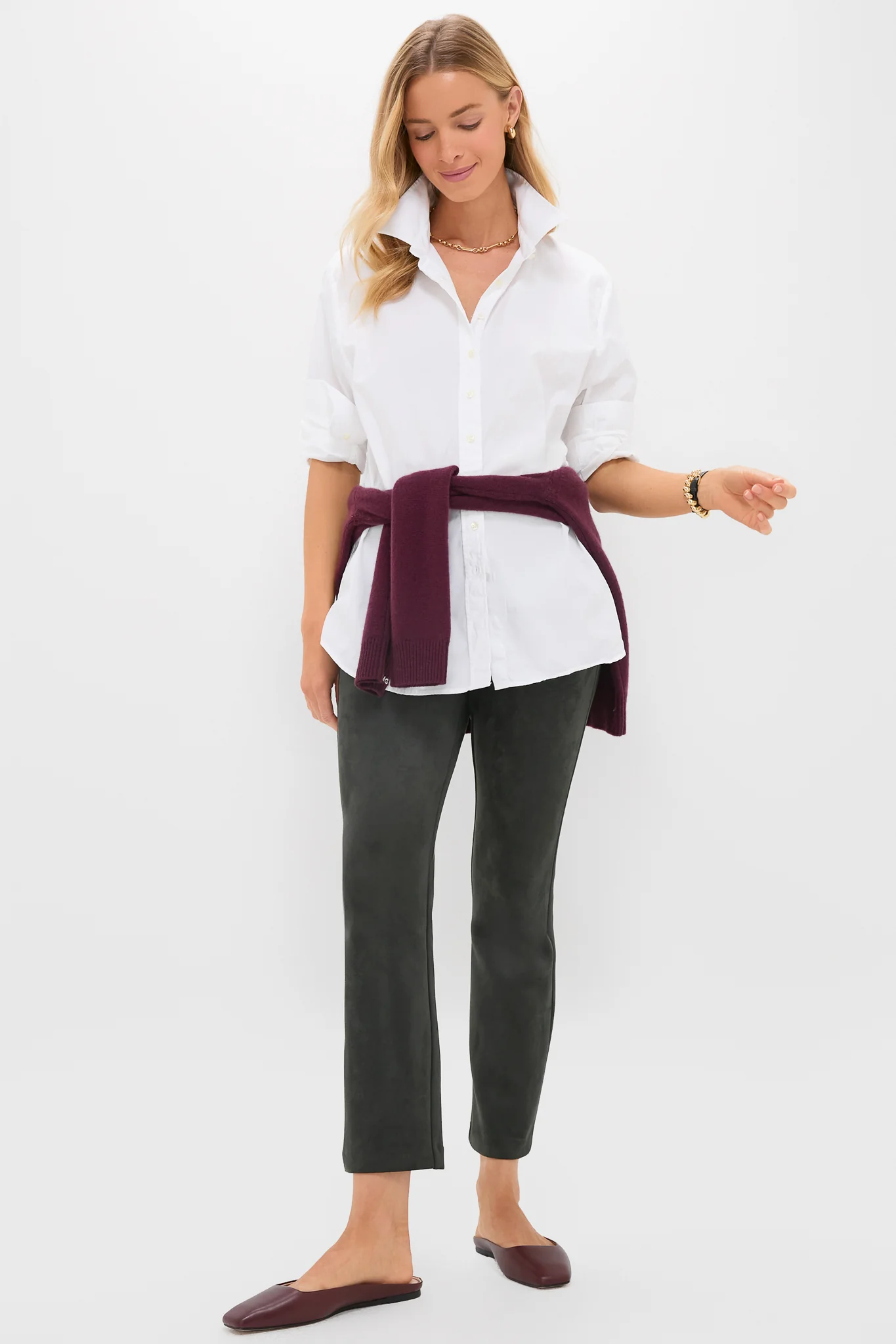 Deep Olive Vegan Suede Ashford Pants - Image 6