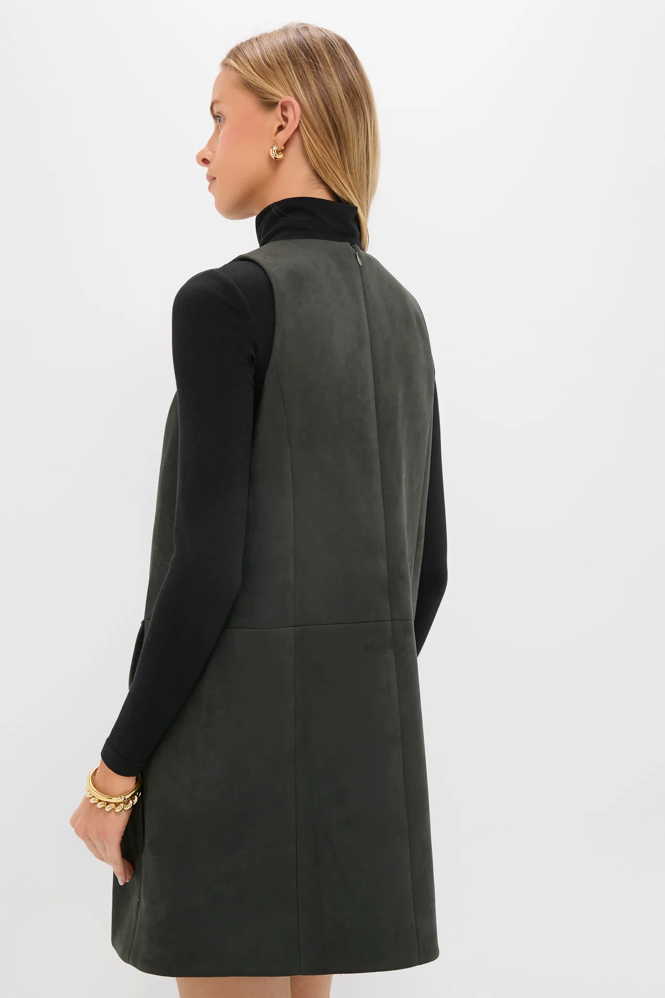 Deep Olive Vegan Suede Bailey Dress - Image 4