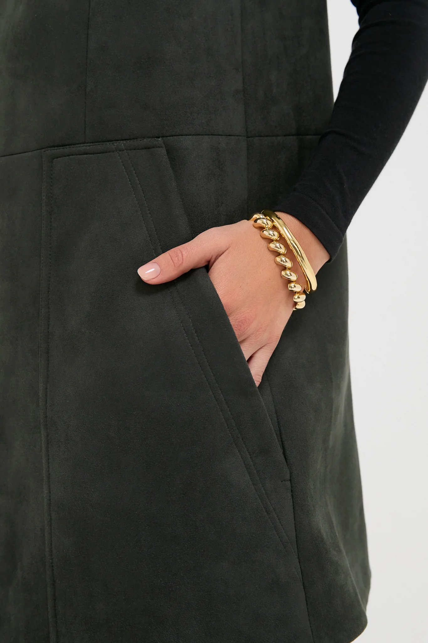 Deep Olive Vegan Suede Bailey Dress - Image 5