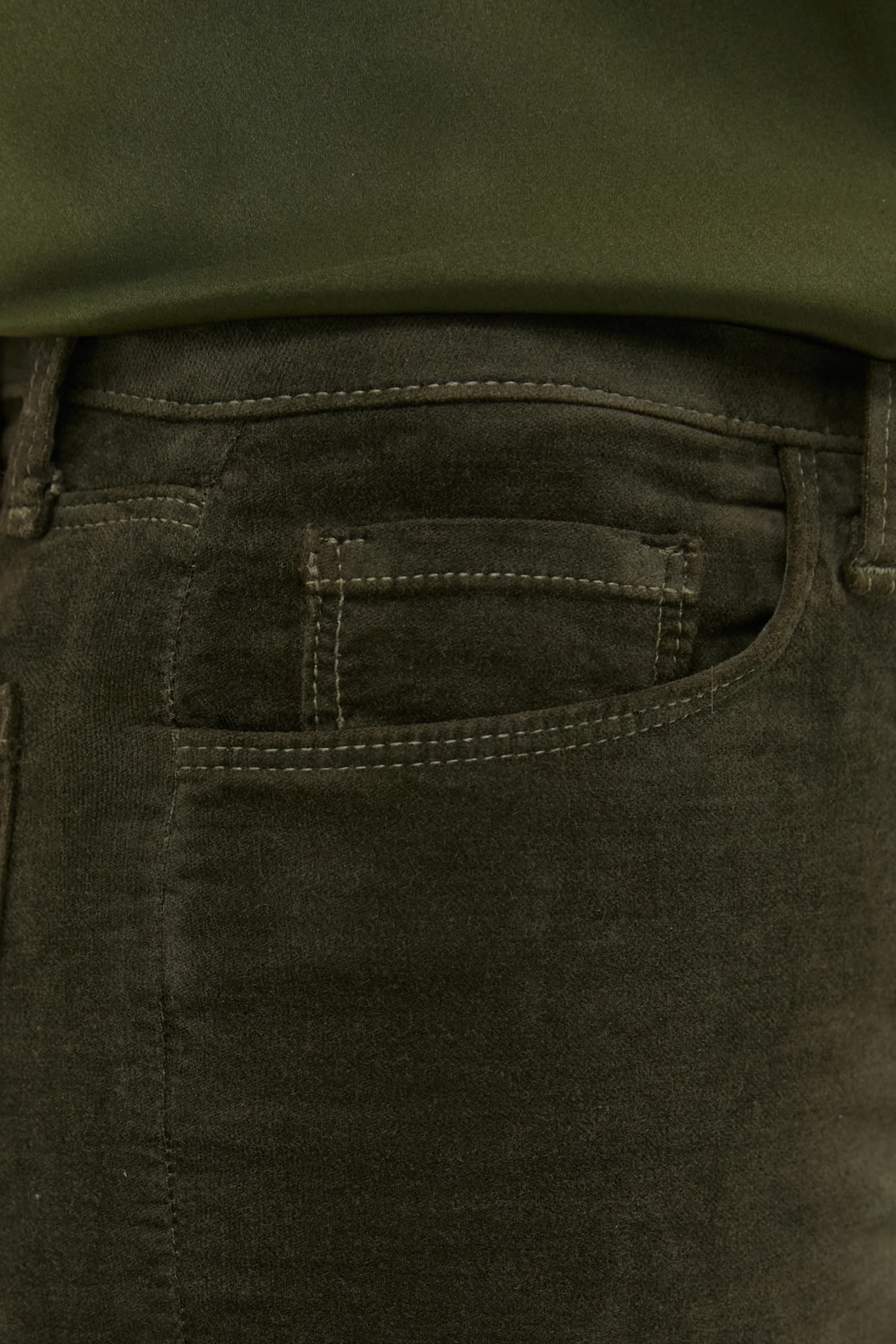 Deep Olive Velvet Stevie High Rise Straight - Image 5