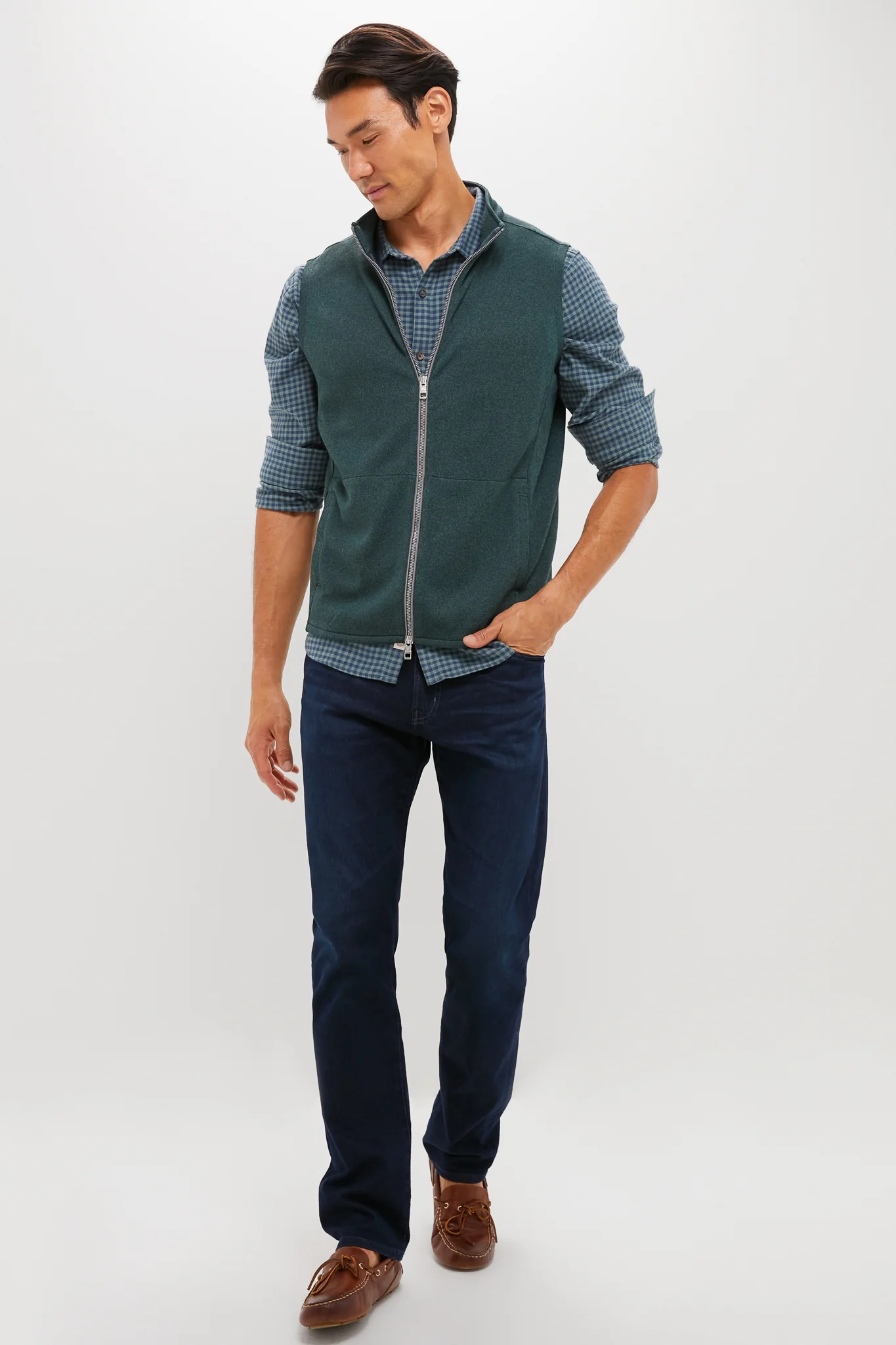 Deep Verdant Crown Sweater Fleece Vest - Image 2