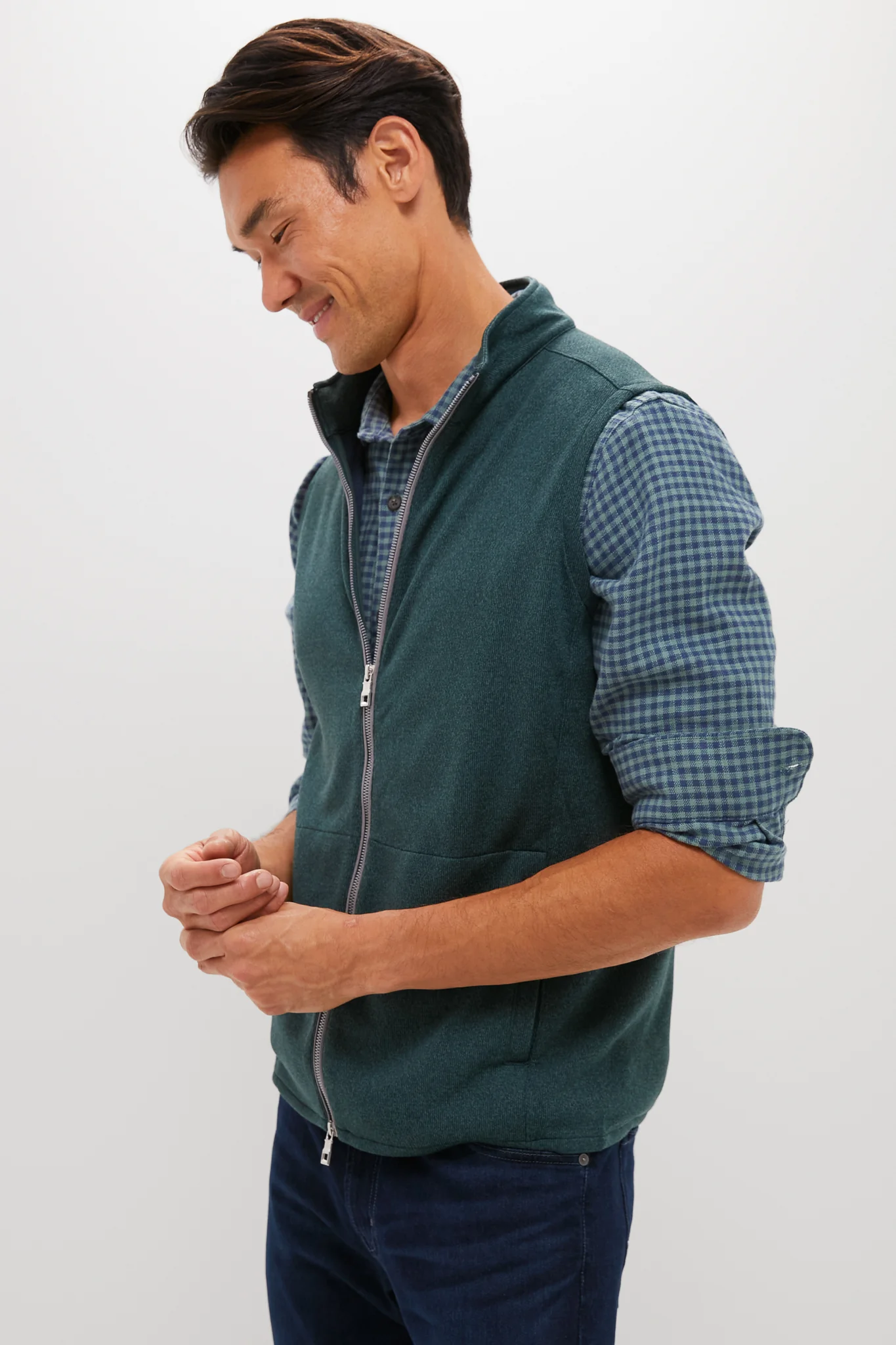 Deep Verdant Crown Sweater Fleece Vest - Image 3