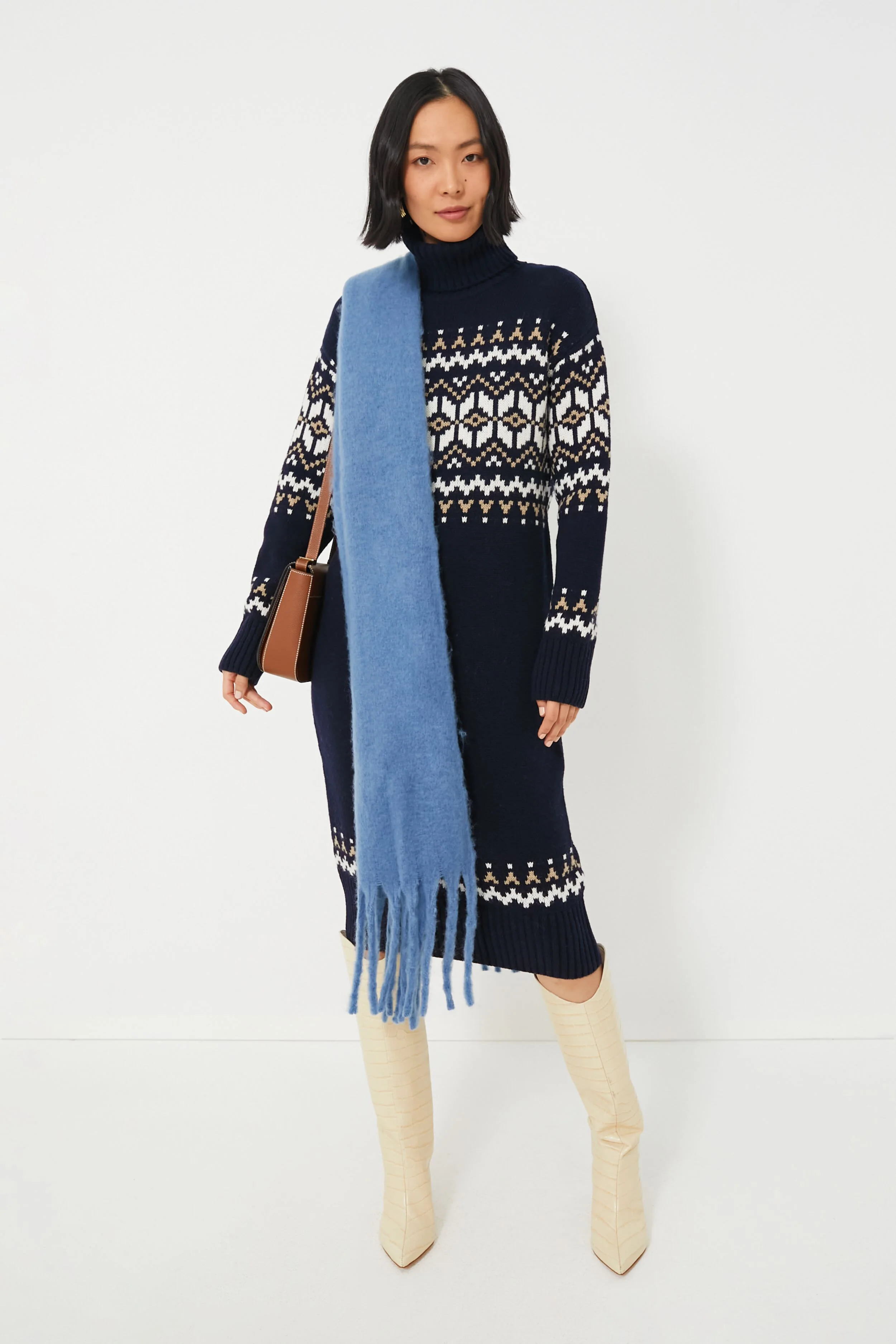 Denim Chic Solid Scarf - Image 2