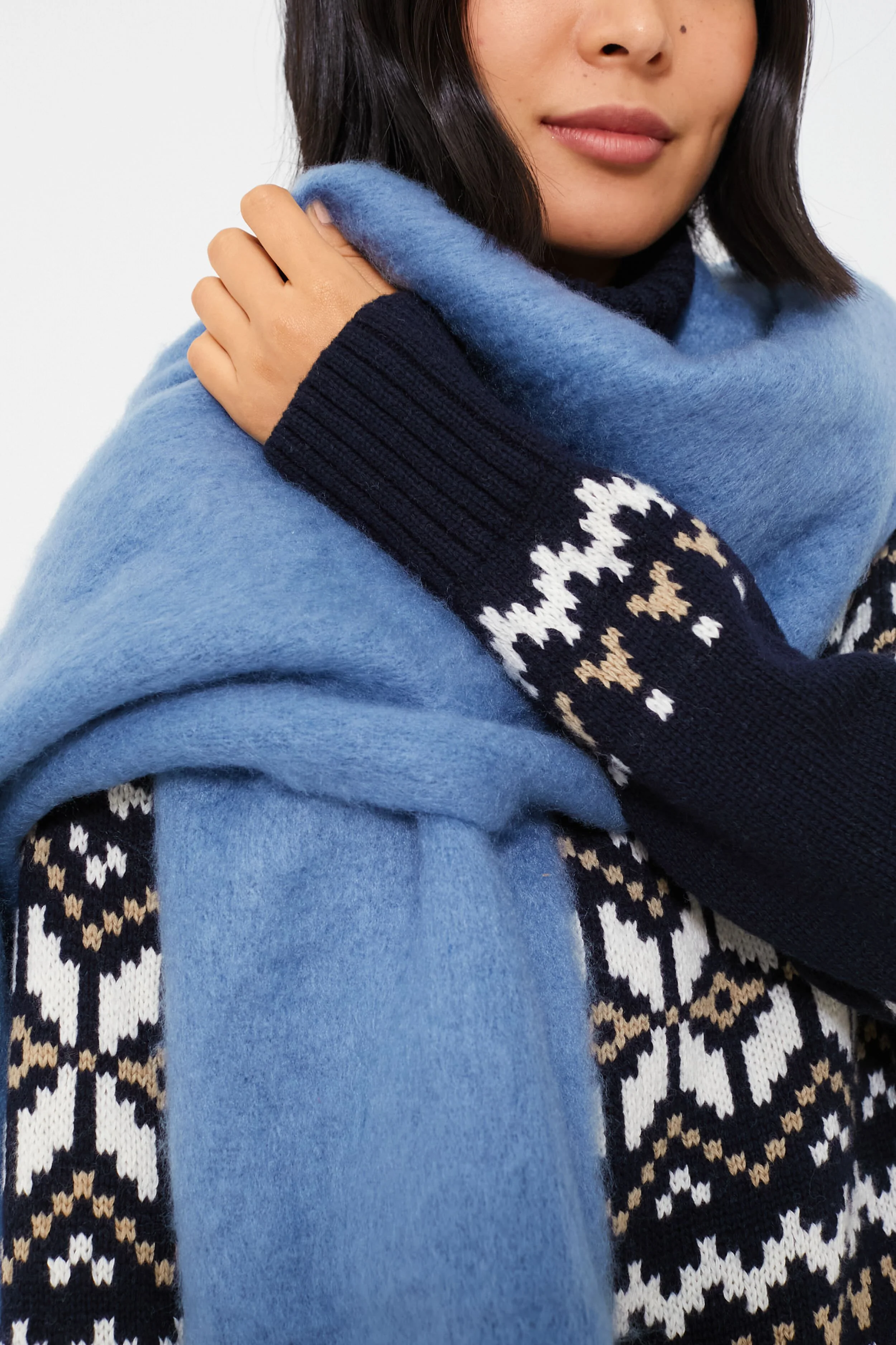 Denim Chic Solid Scarf - Image 3
