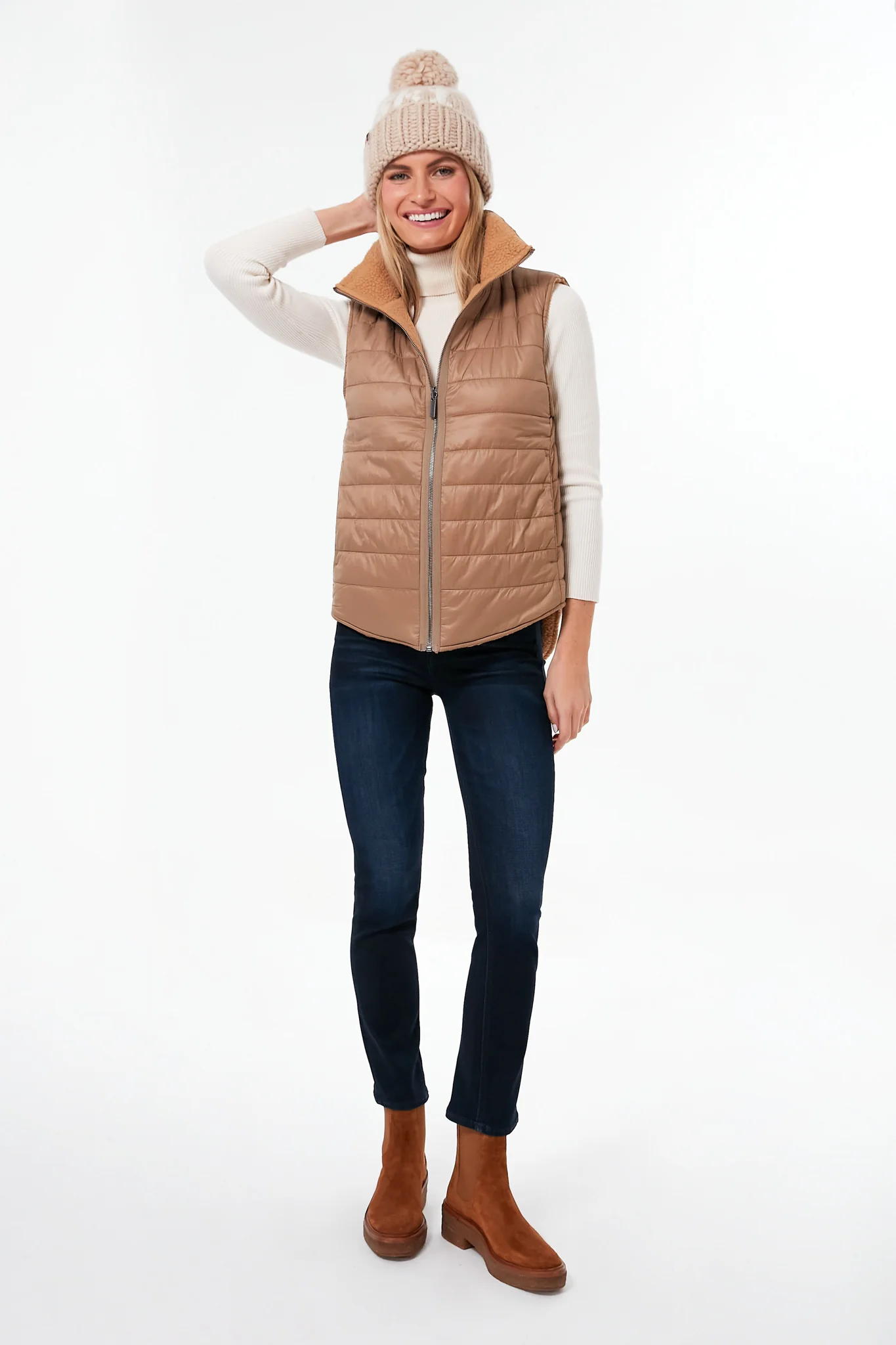 Desert Sand Ellis Reversible Quilt Gilet - Image 6