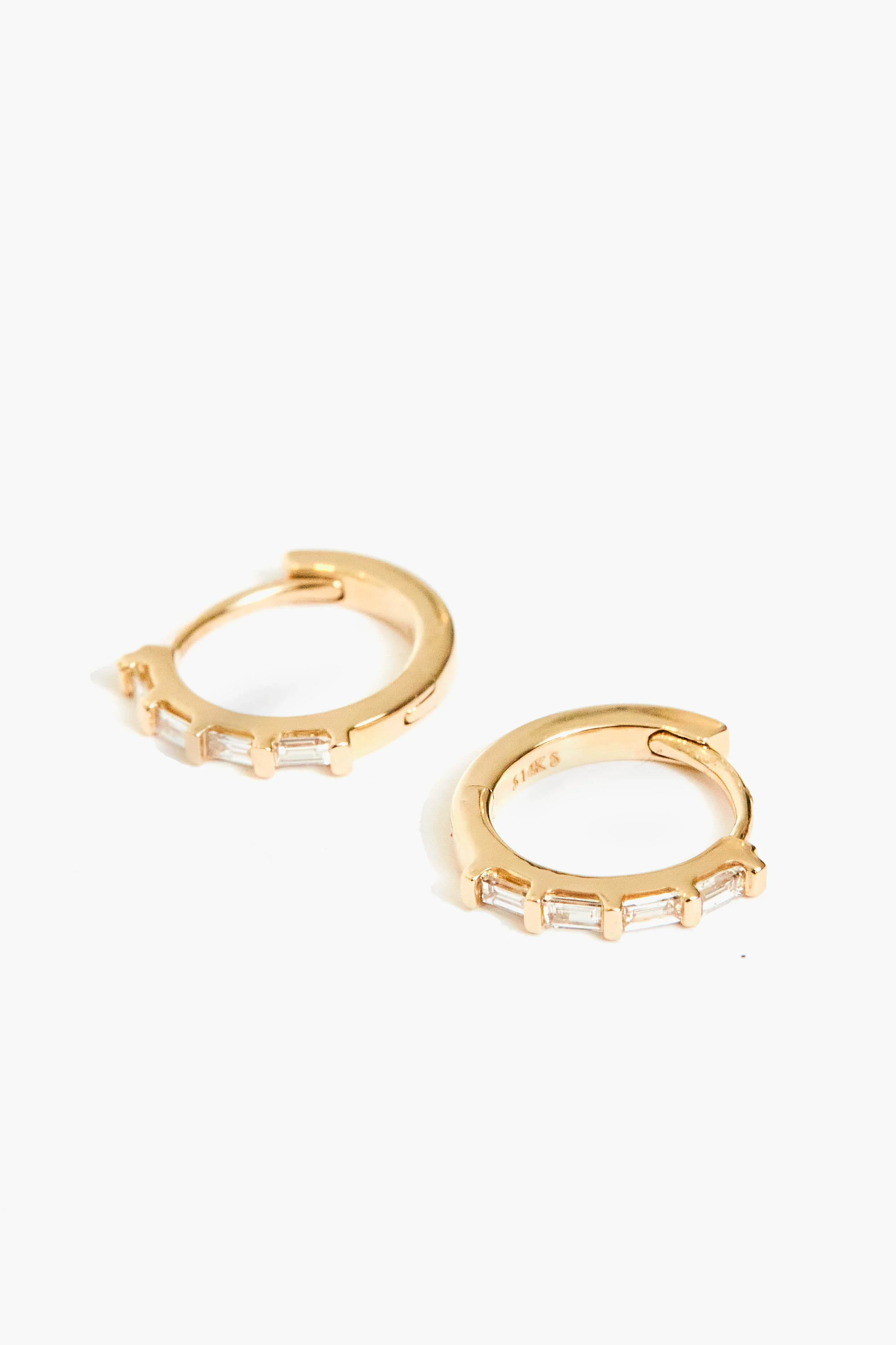 Diamond Baguette Huggies - Image 3
