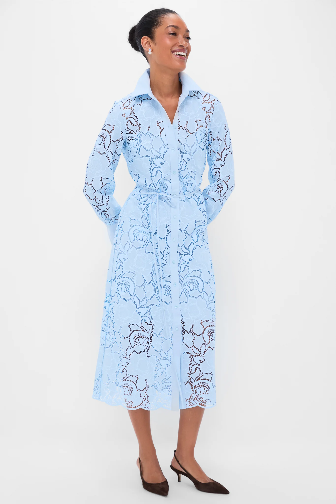 Dream Blue Long Sleeve Shirt Dress - Image 7